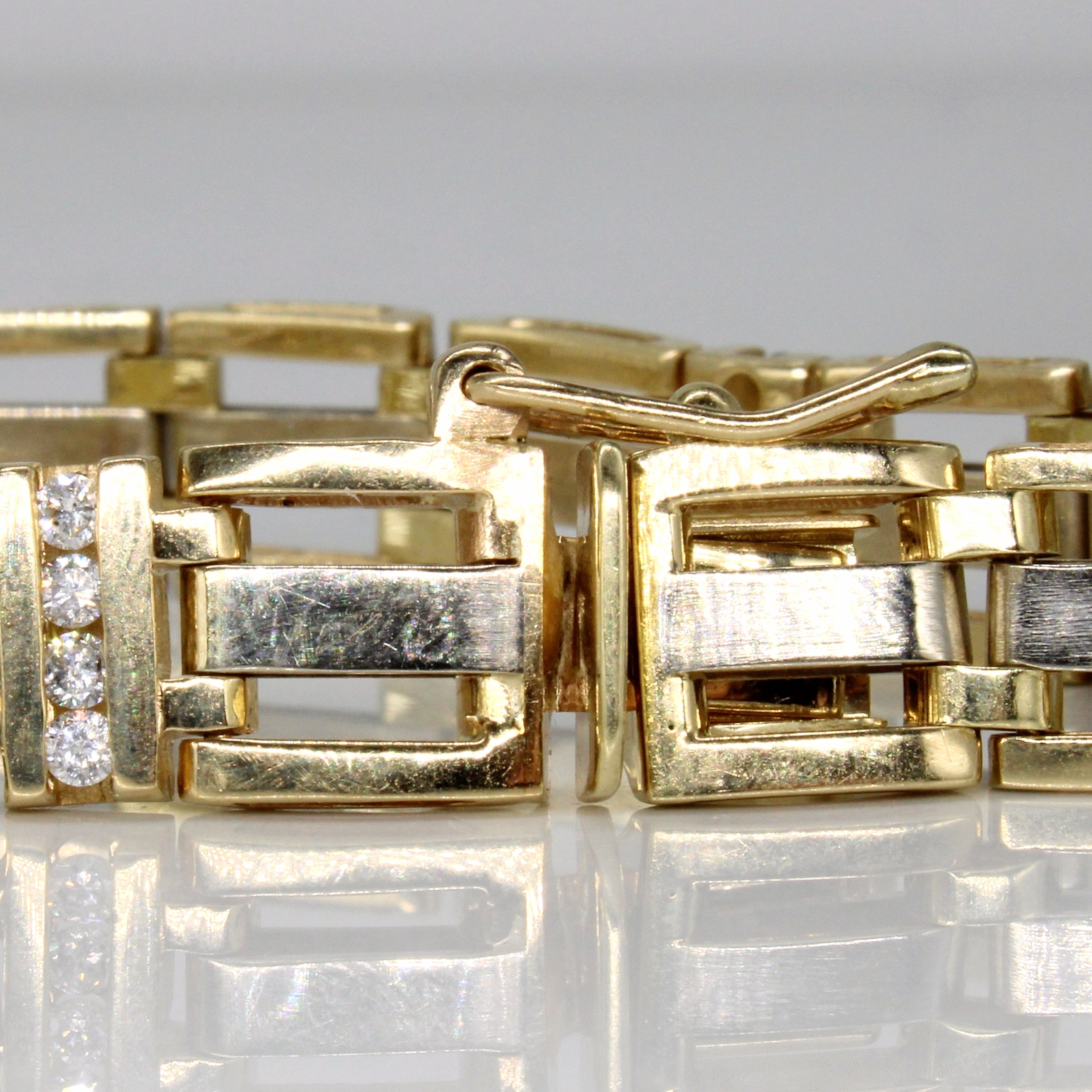 14k Two Tone Gold Diamond Bracelet | 1.1 ctw | 8" |