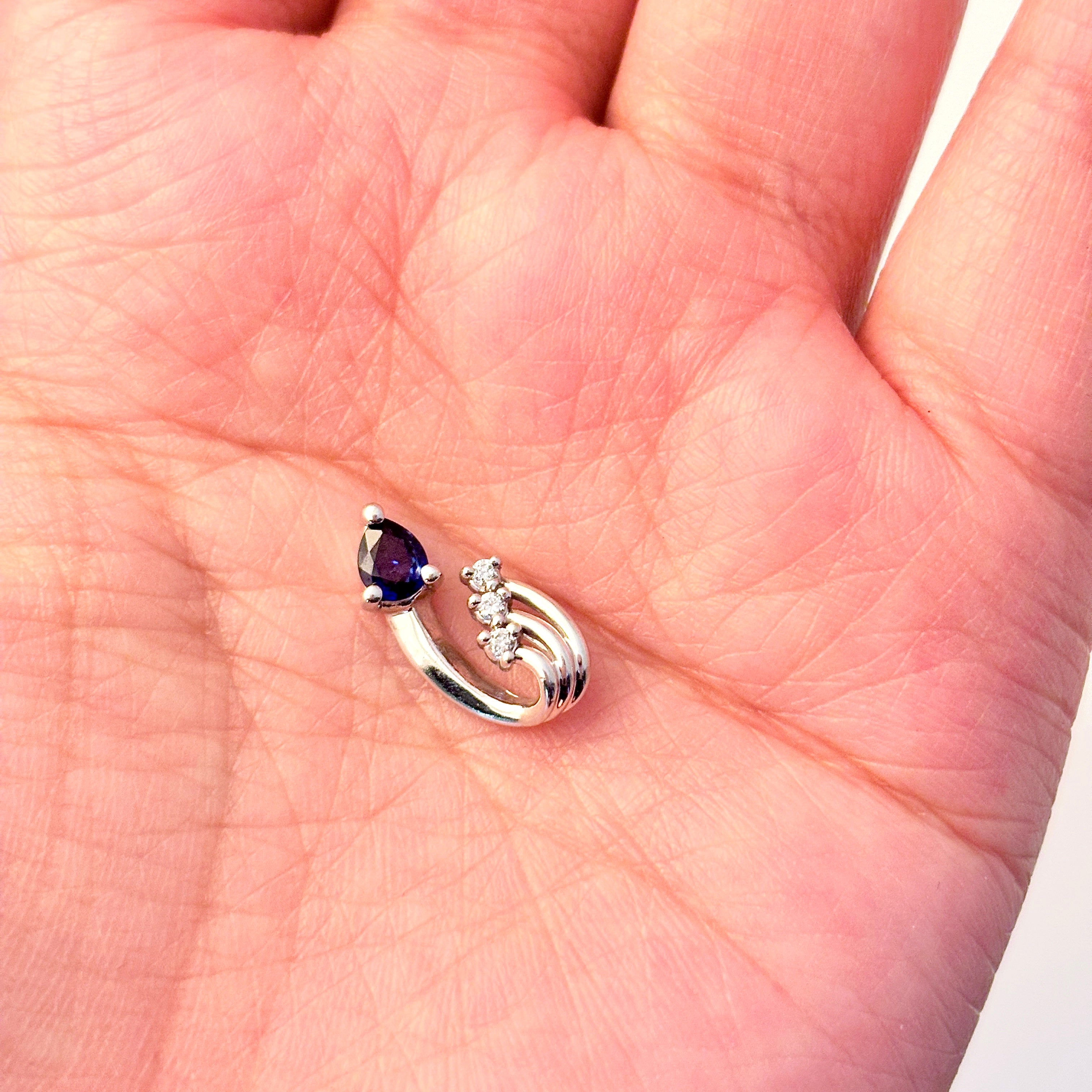 14K White Gold Sapphire & Diamond Pendant | 0.28ct, 0.045ctw