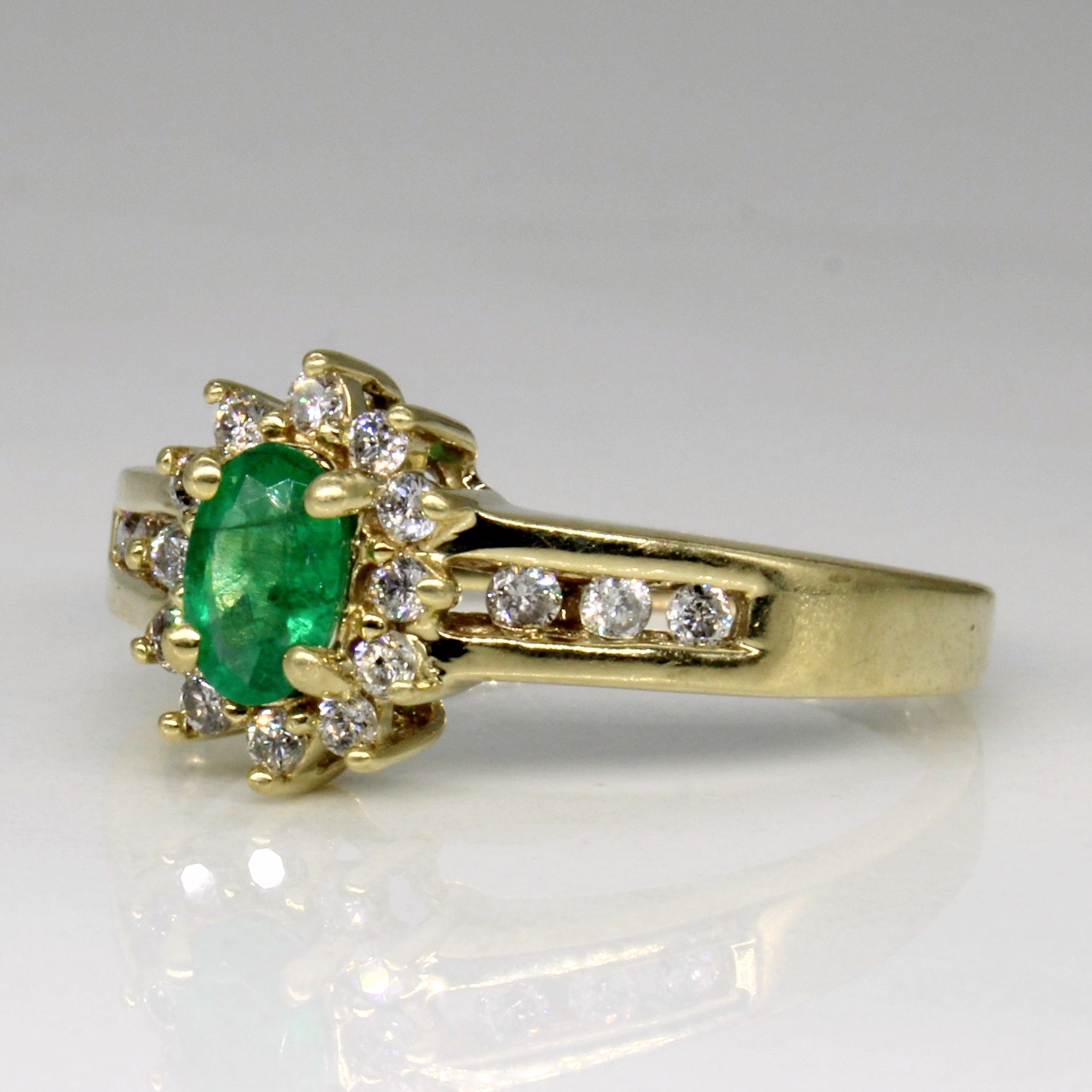 Emerald & Diamond Ring | 0.30ct, 0.18ctw | SZ 9 |
