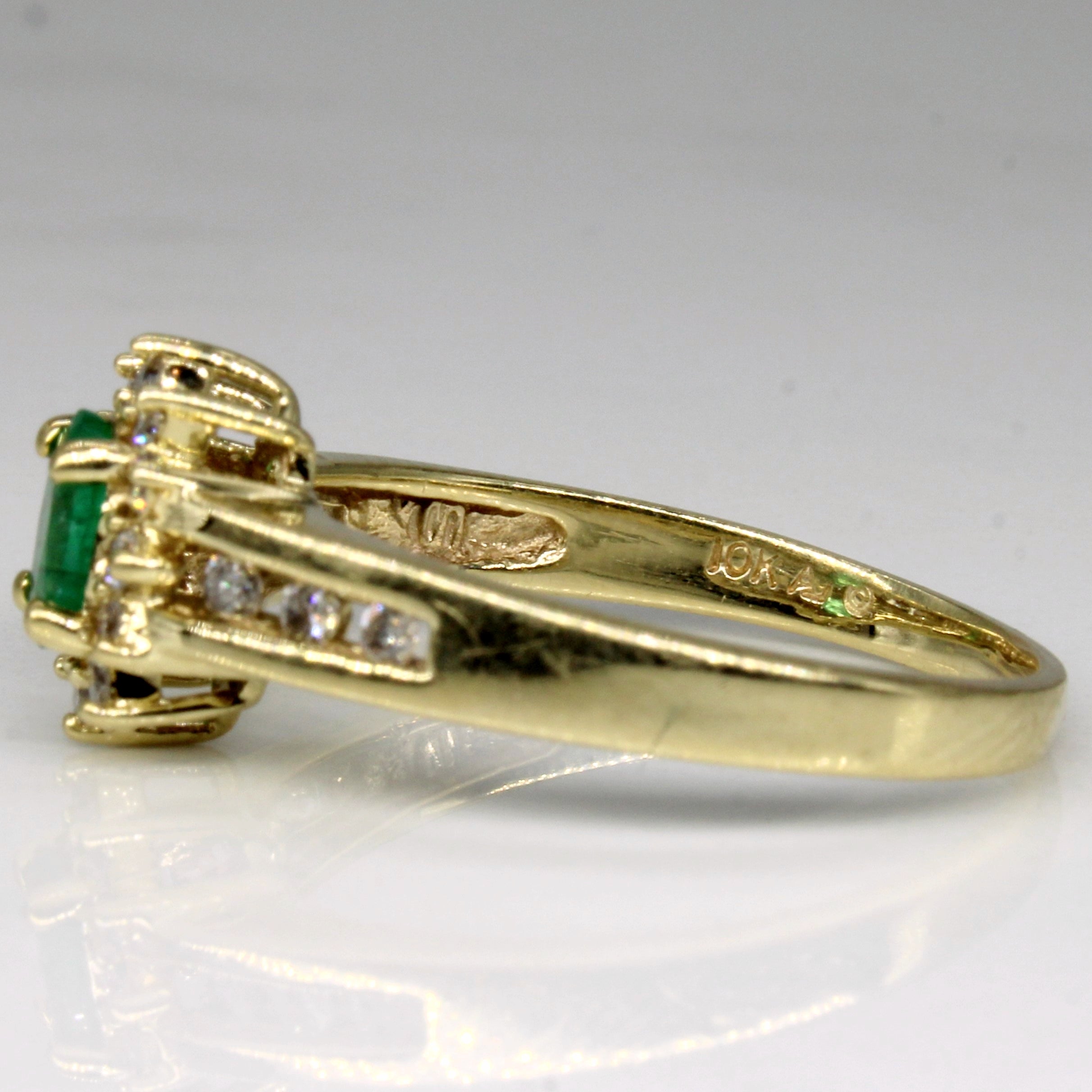 Emerald & Diamond Ring | 0.30ct, 0.18ctw | SZ 9 |