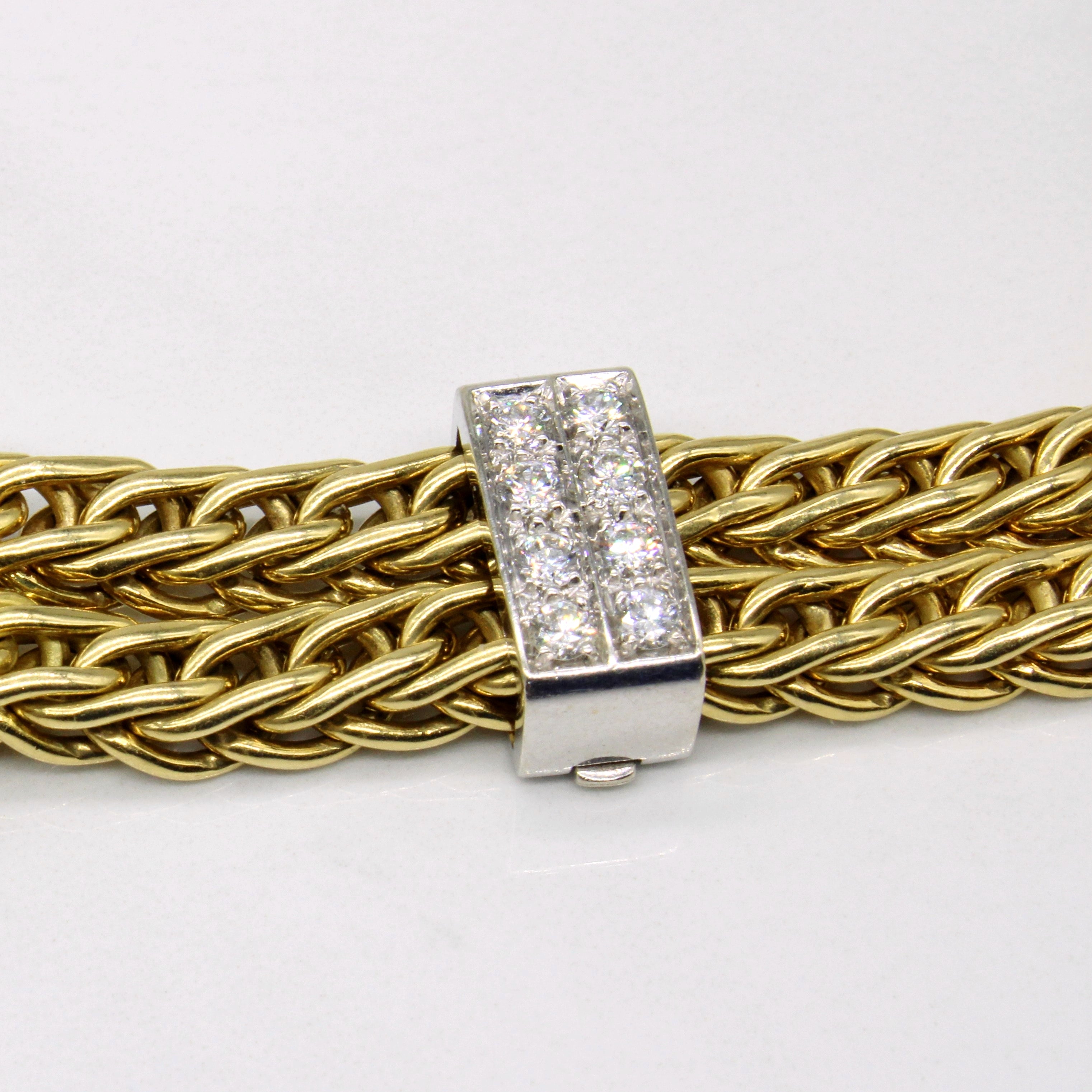 Retro two-tone 18k Diamond slider Necklace | 1.68ctw | 17" |
