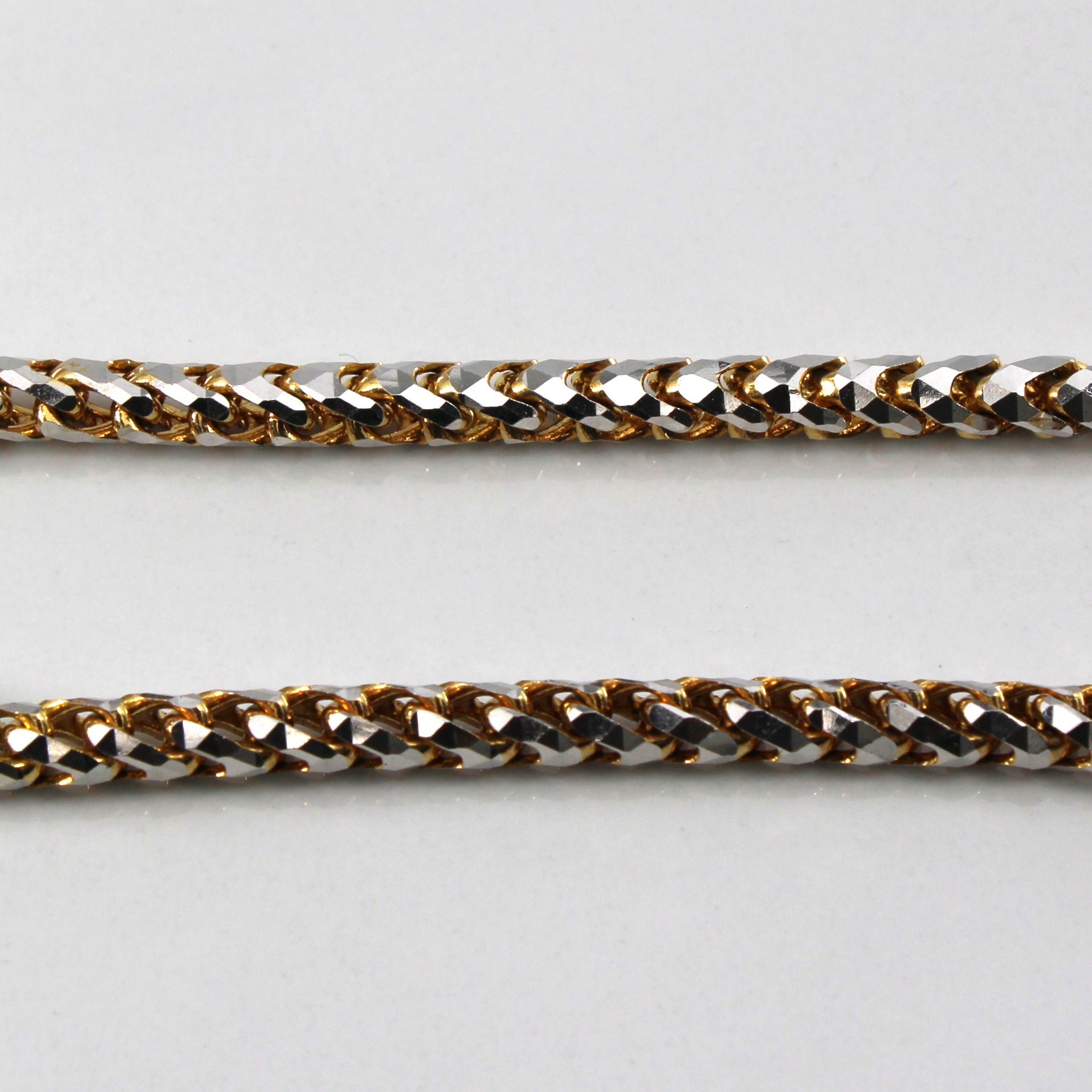 14k Two Tone Gold Wheat Chain Bracelet | 8"|