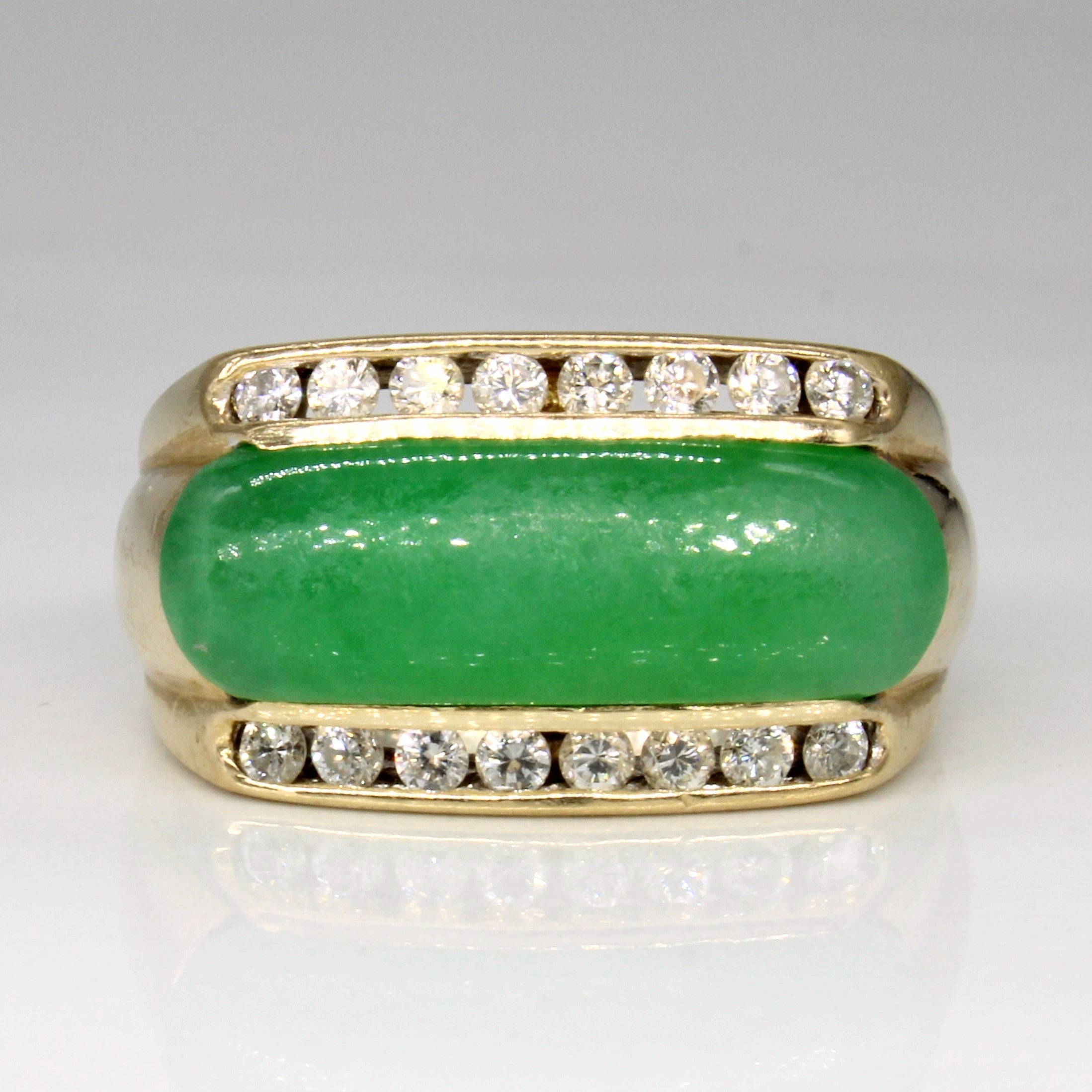 Jadeite & Diamond Cocktail Ring | 2.25ct, 0.32ctw | SZ 8 |