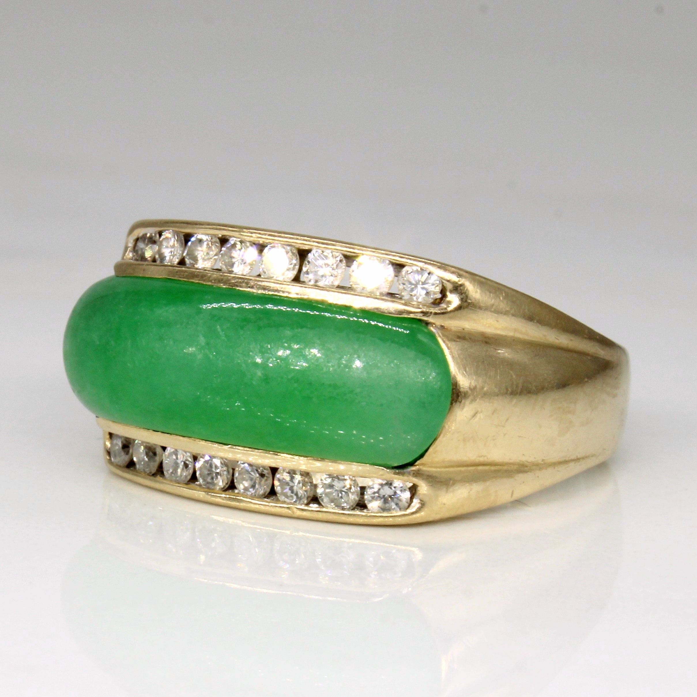 Jadeite & Diamond Cocktail Ring | 2.25ct, 0.32ctw | SZ 8 |
