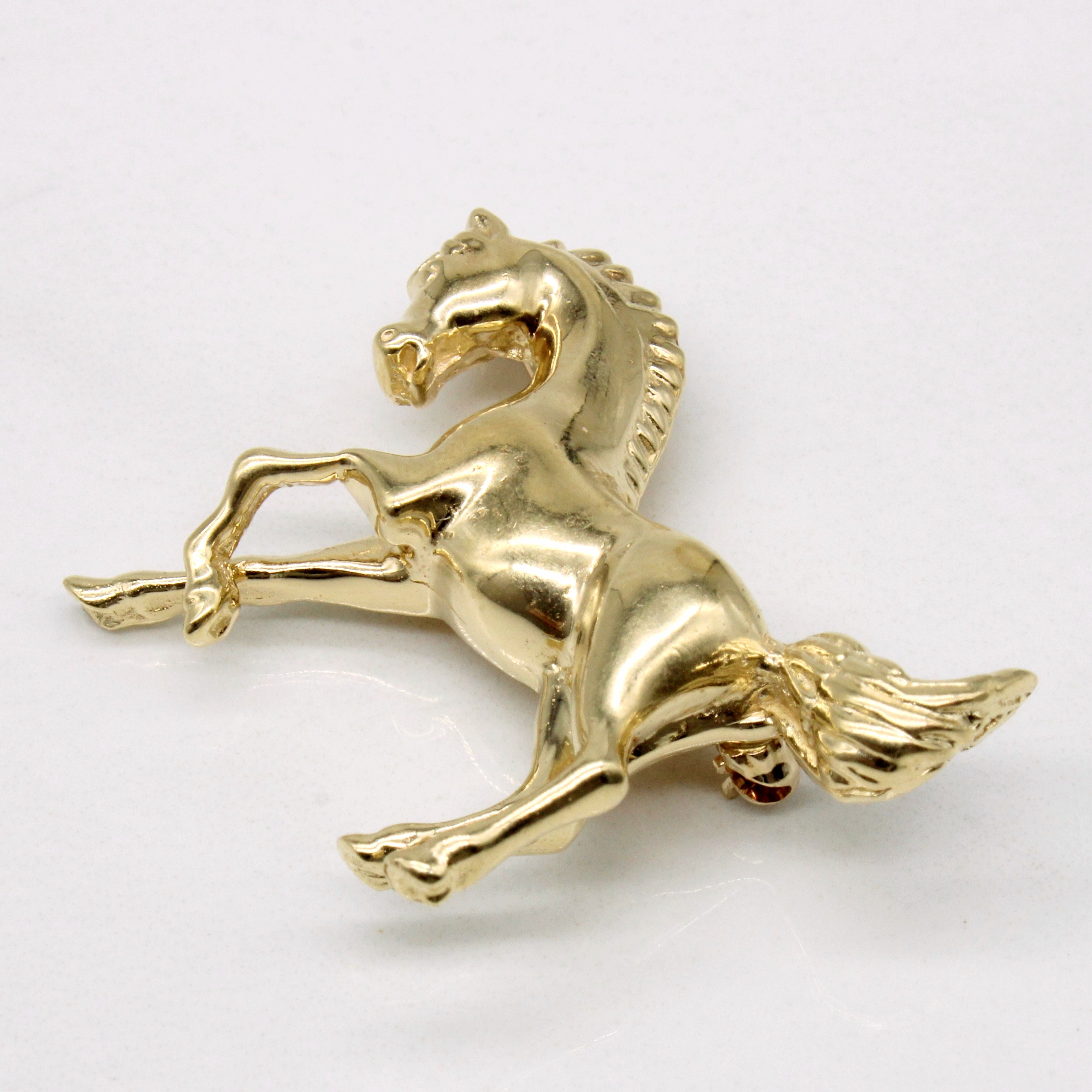 14k Yellow Gold Horse Brooch