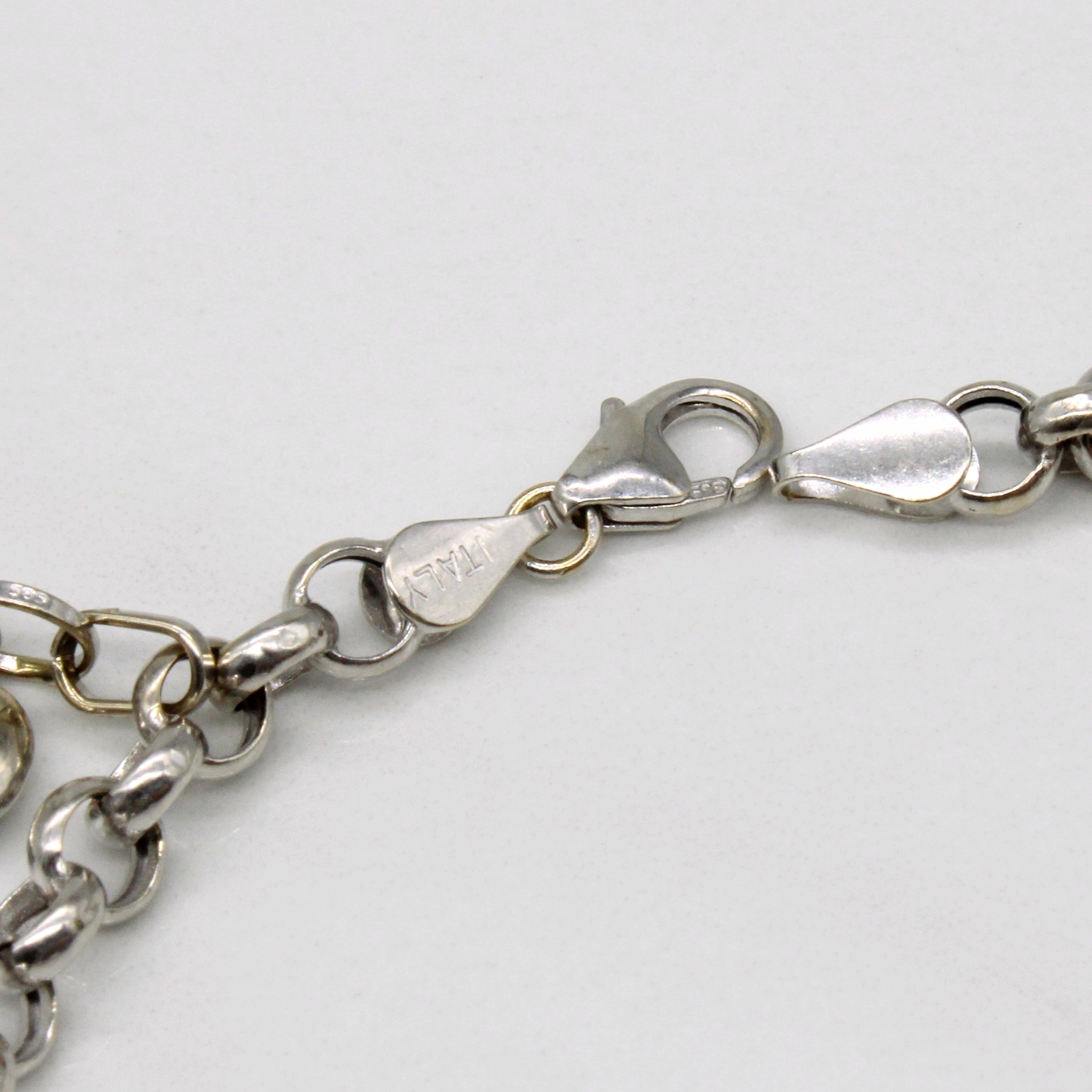 14k White Gold Heart Charm Bracelet | 7.5" |