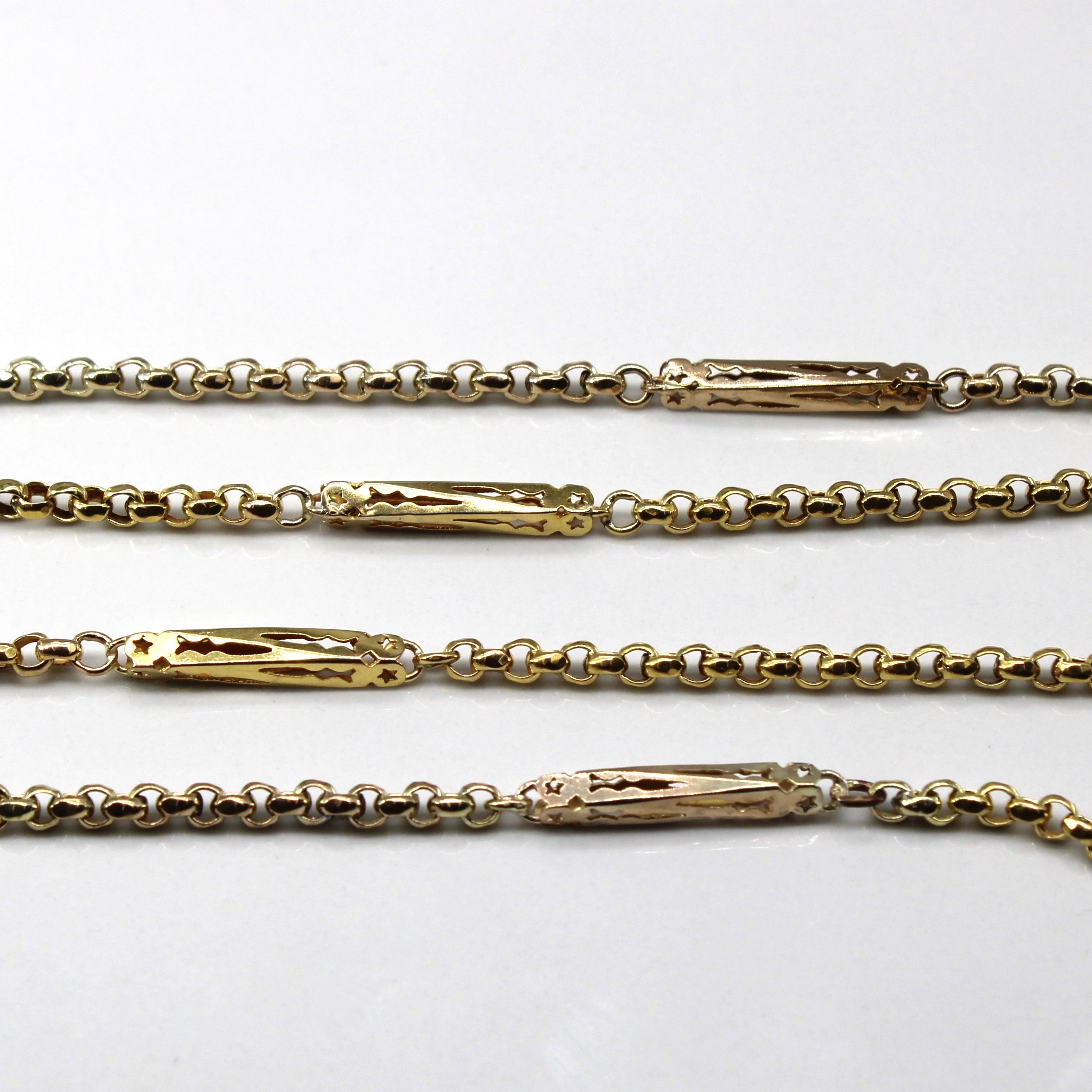 10k Yellow Gold Textured Rolo Link Necklace | 32"|