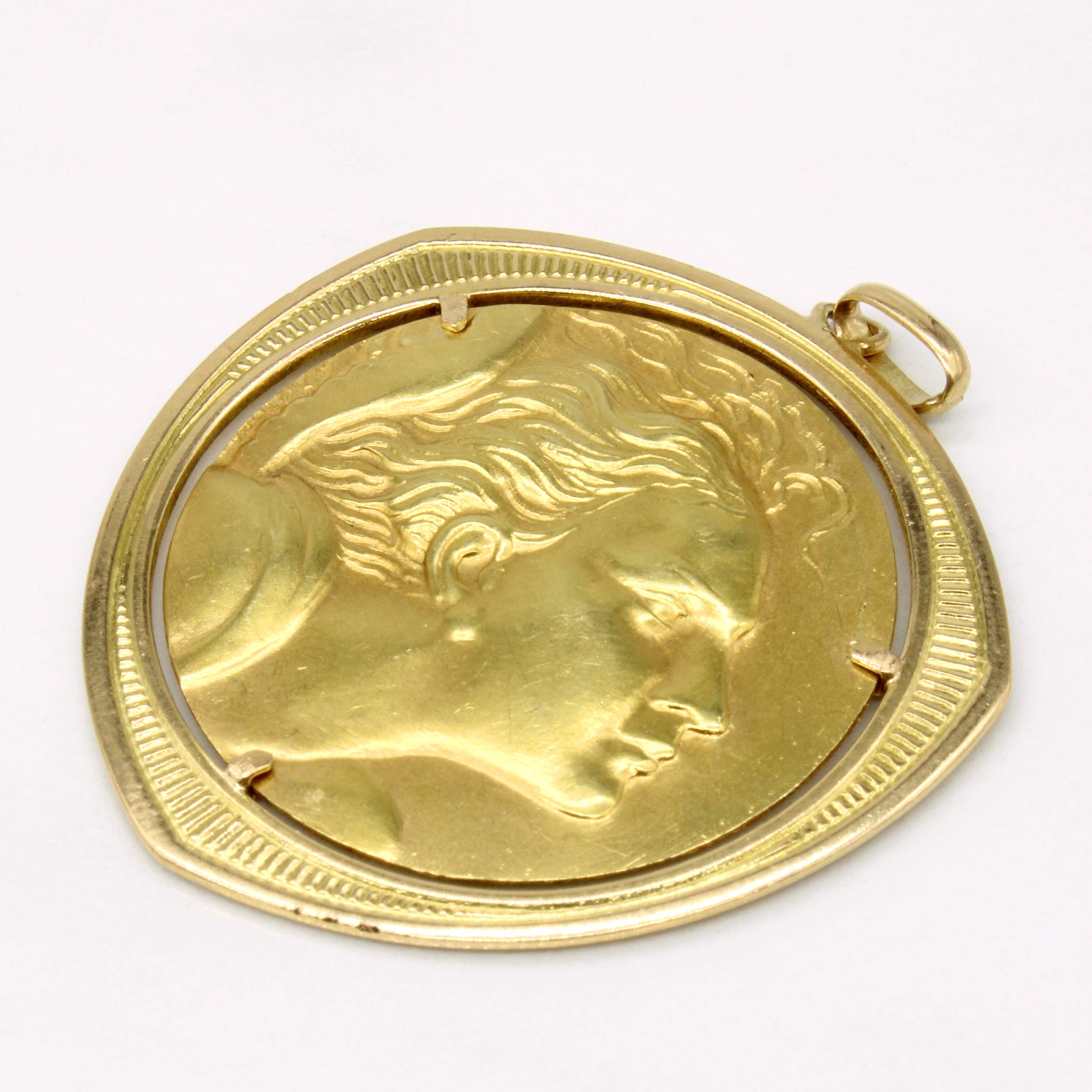 Vintage Italian 18k Yellow Gold Angel Pendant