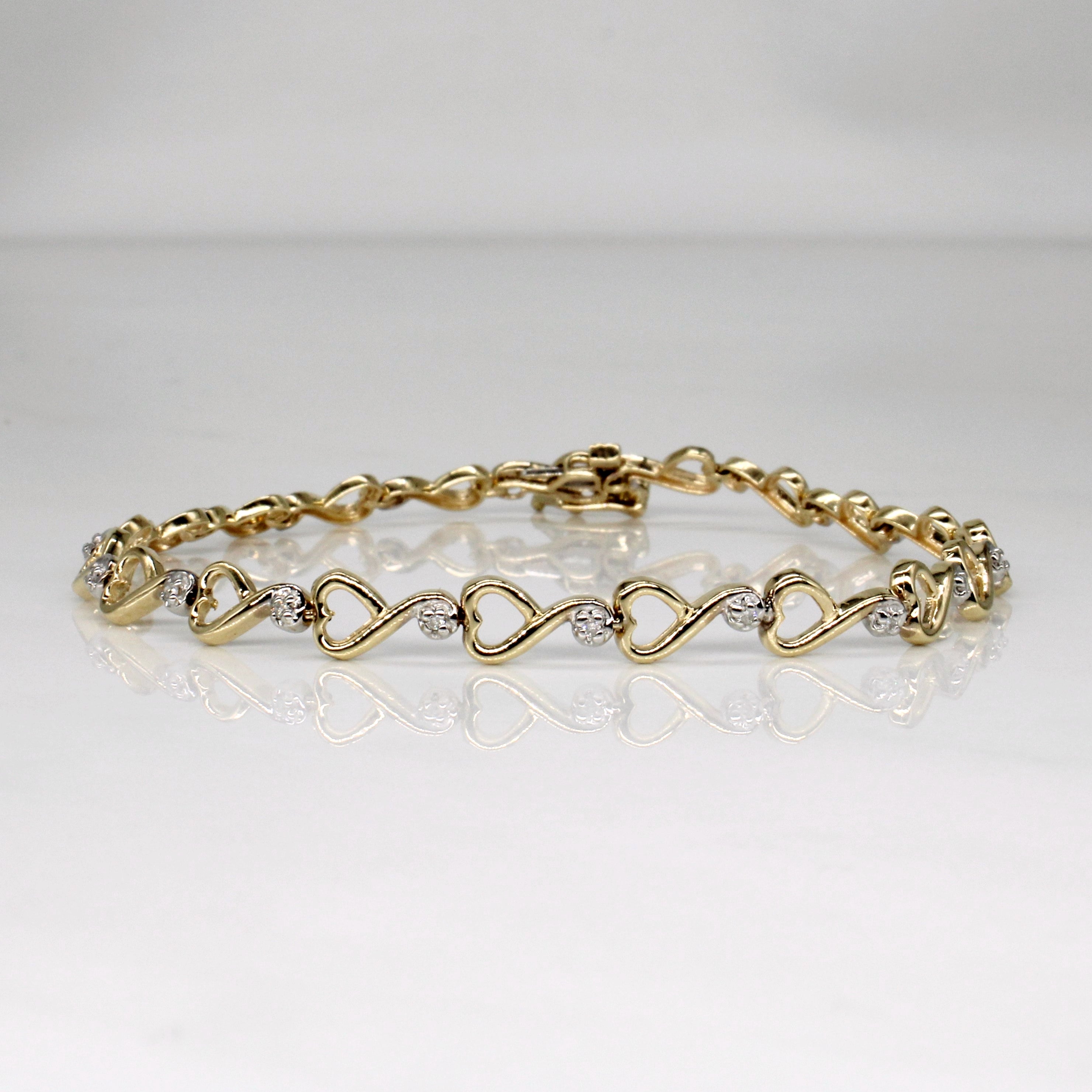 Diamond Heart Bracelet | 0.10ctw | 6.75" |