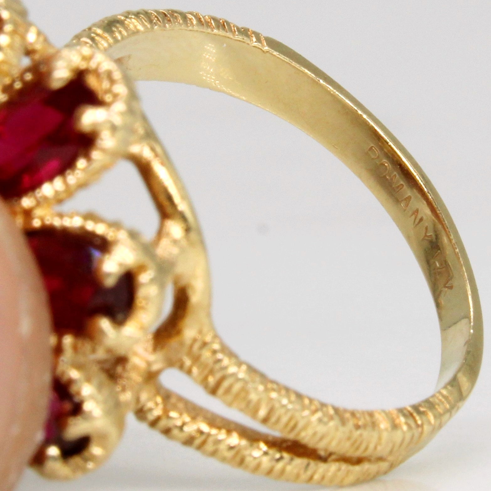 Synthetic Ruby & Diamond Cocktail Ring | 1.60ctw, 0.03ctw | SZ 6 |