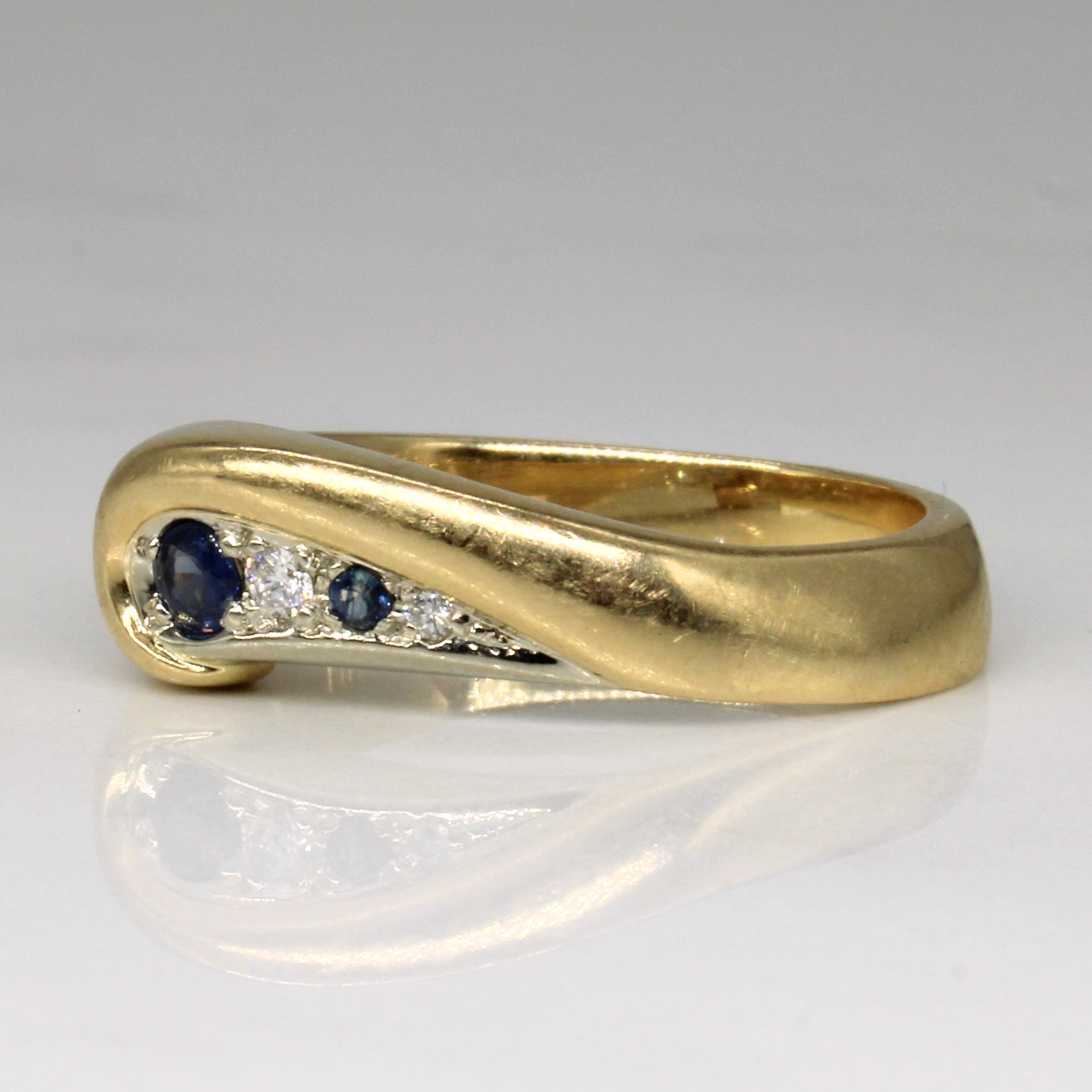 Sapphire & Diamond Abstract Ring | 0.11ctw, 0.03ctw | SZ 6.5 |