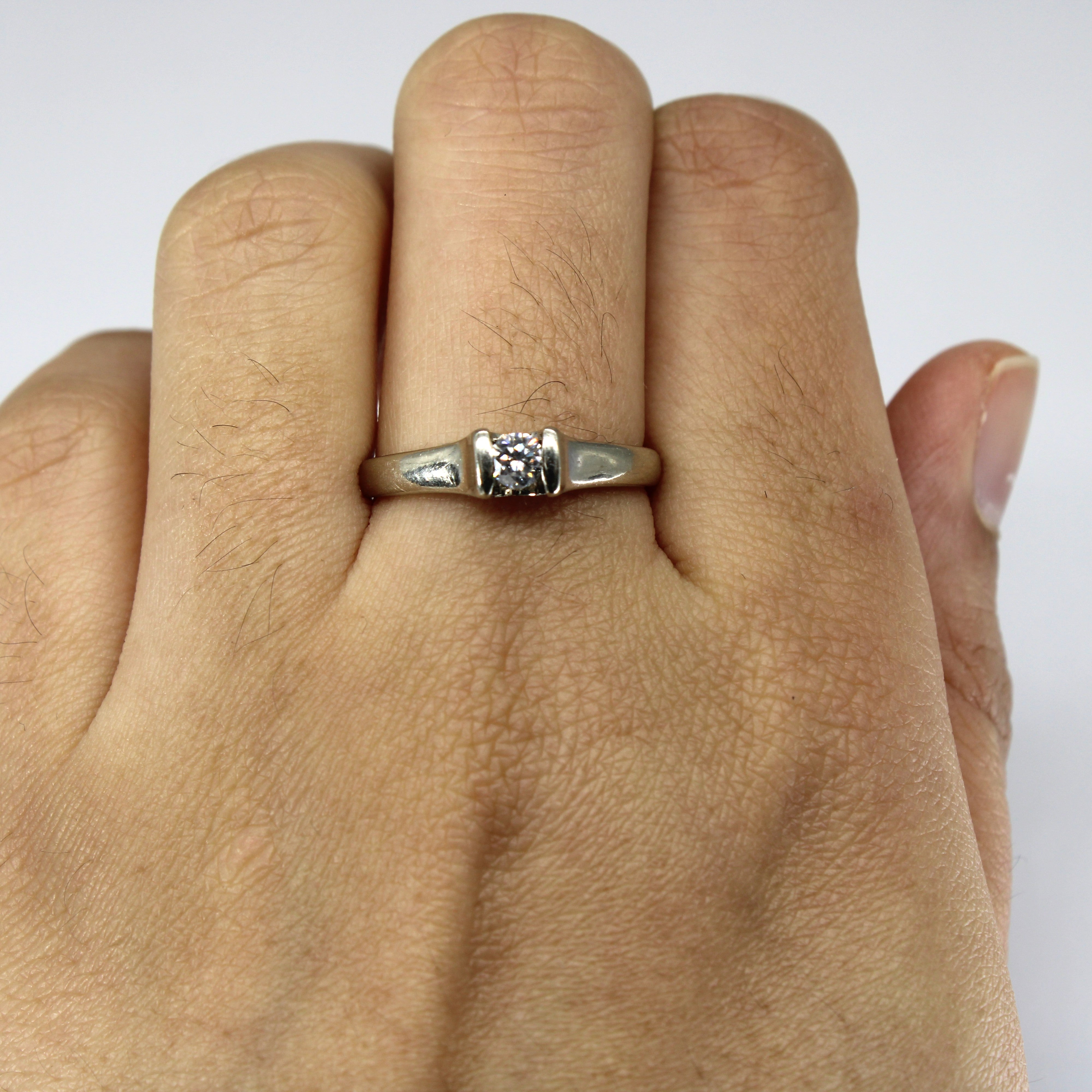 Tension Set Solitaire Diamond 14k Ring | 0.18ct | SZ 8.25 |