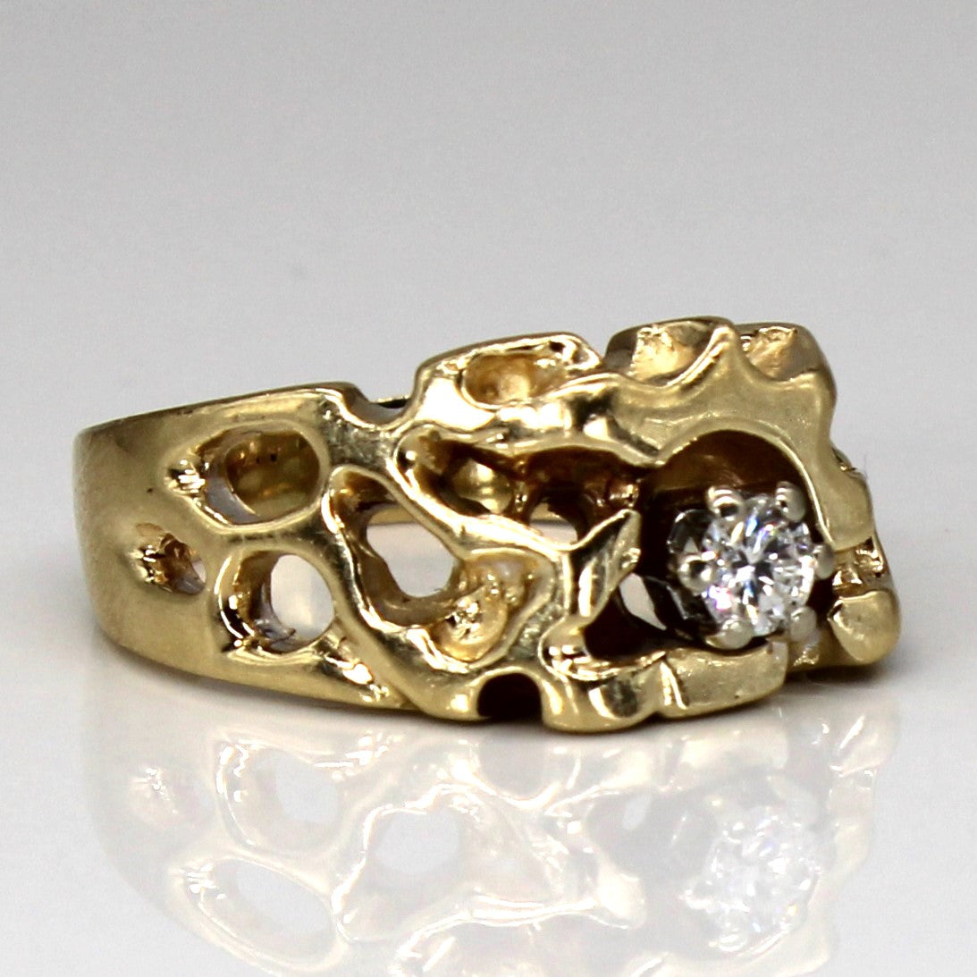 Solitaire Diamond Textured 10k Ring | 0.23ct | SZ 9.5 |