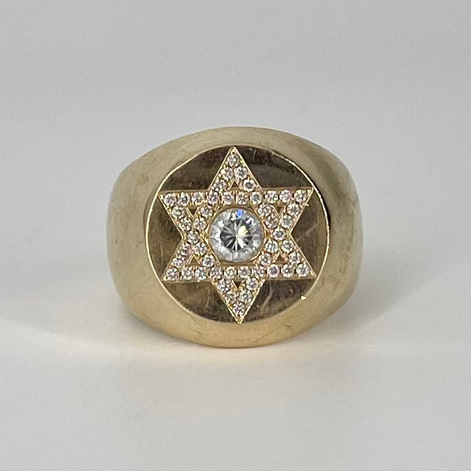 Diamond Star of David Signet Ring | 0.63 ctw | SZ 7.5