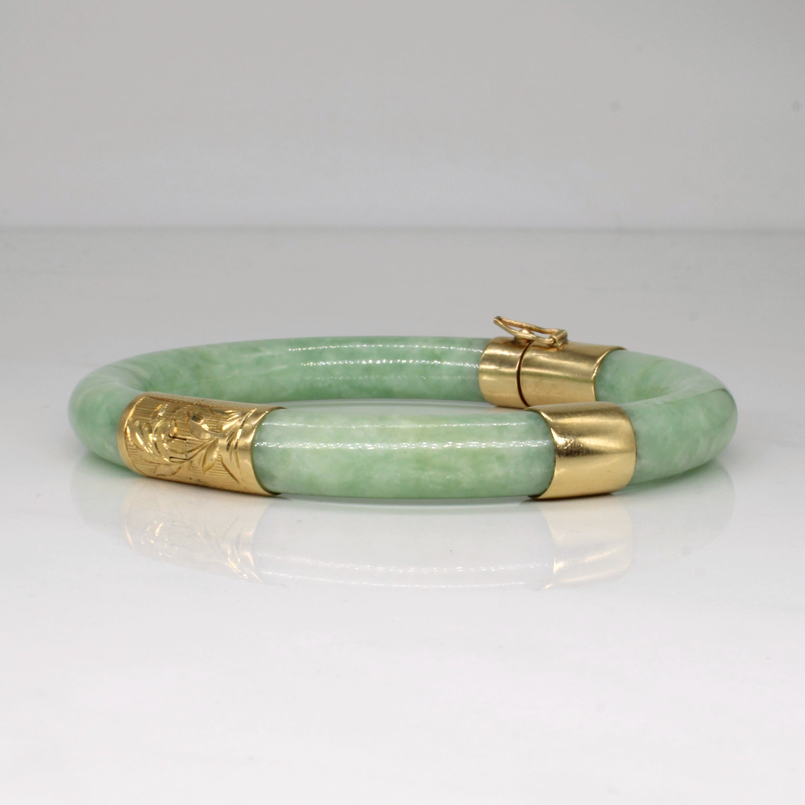 Jadeite 14k Bangle | 150.00ctw | 7.5" |