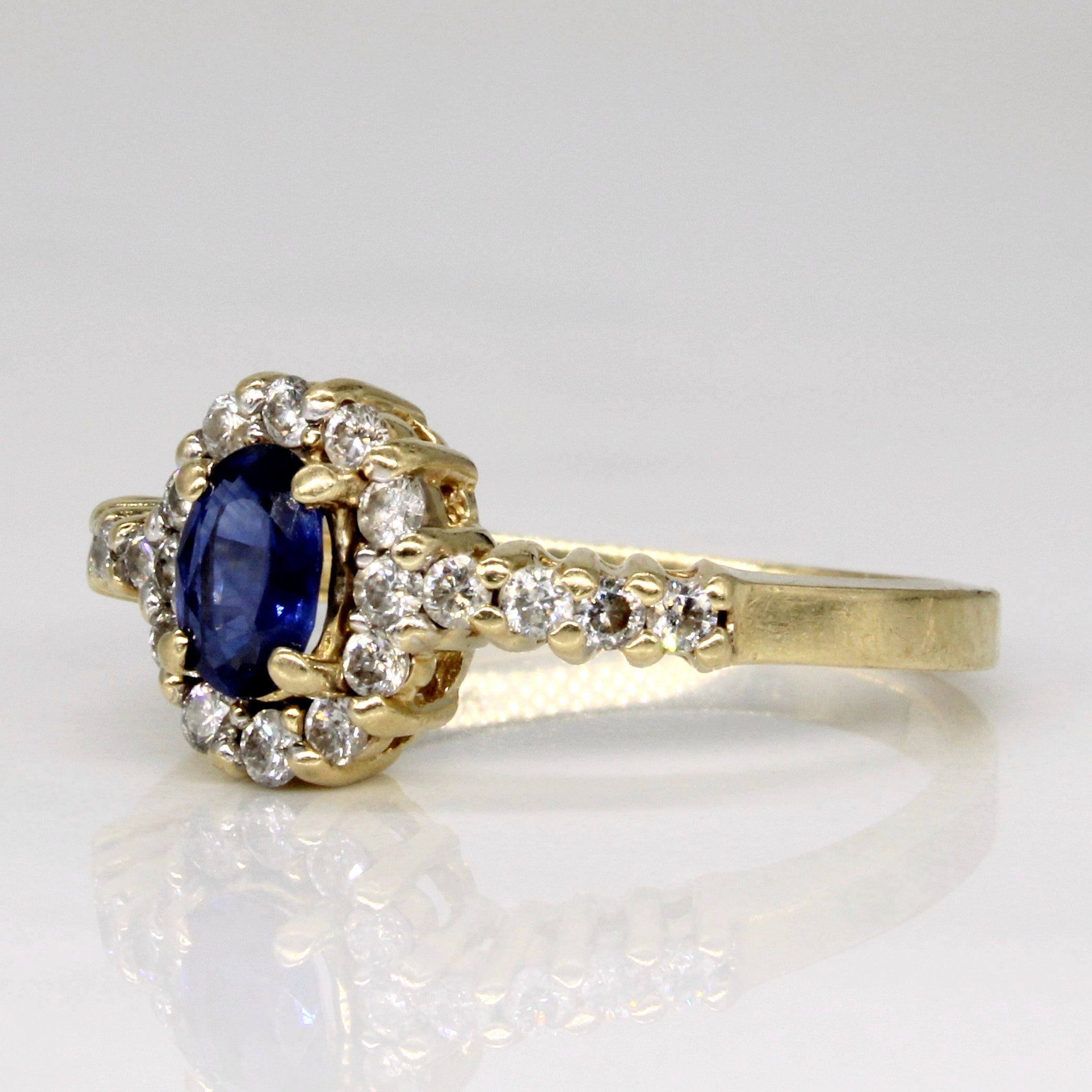 Bague saphir et diamants | 0,50 ct, 0,30 ct au total | Taille 6,75 |