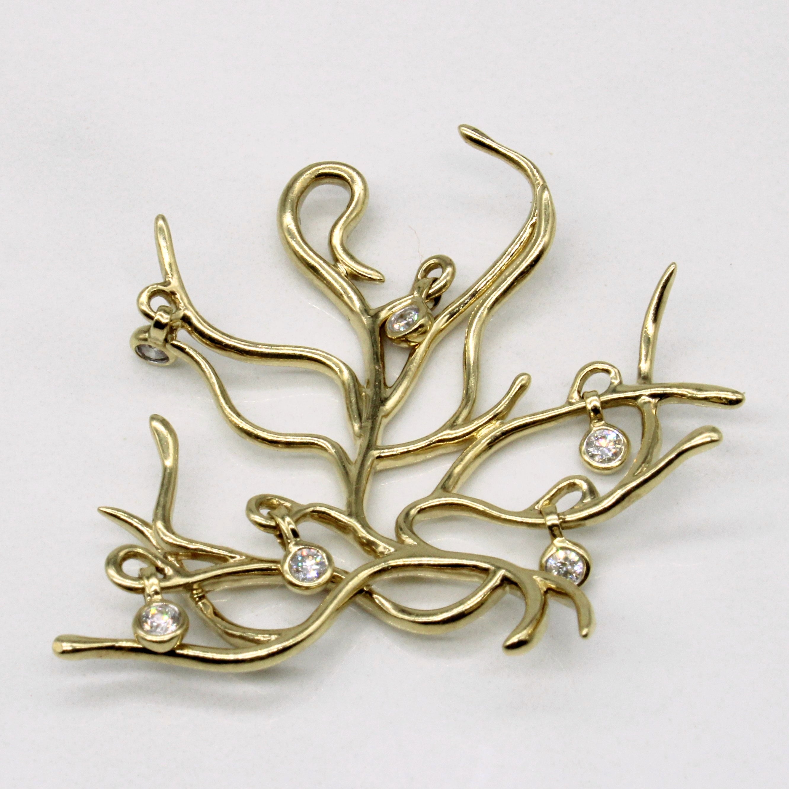 Pendentif Branche Diamant Or 10 carats | 0,18 ct au total |