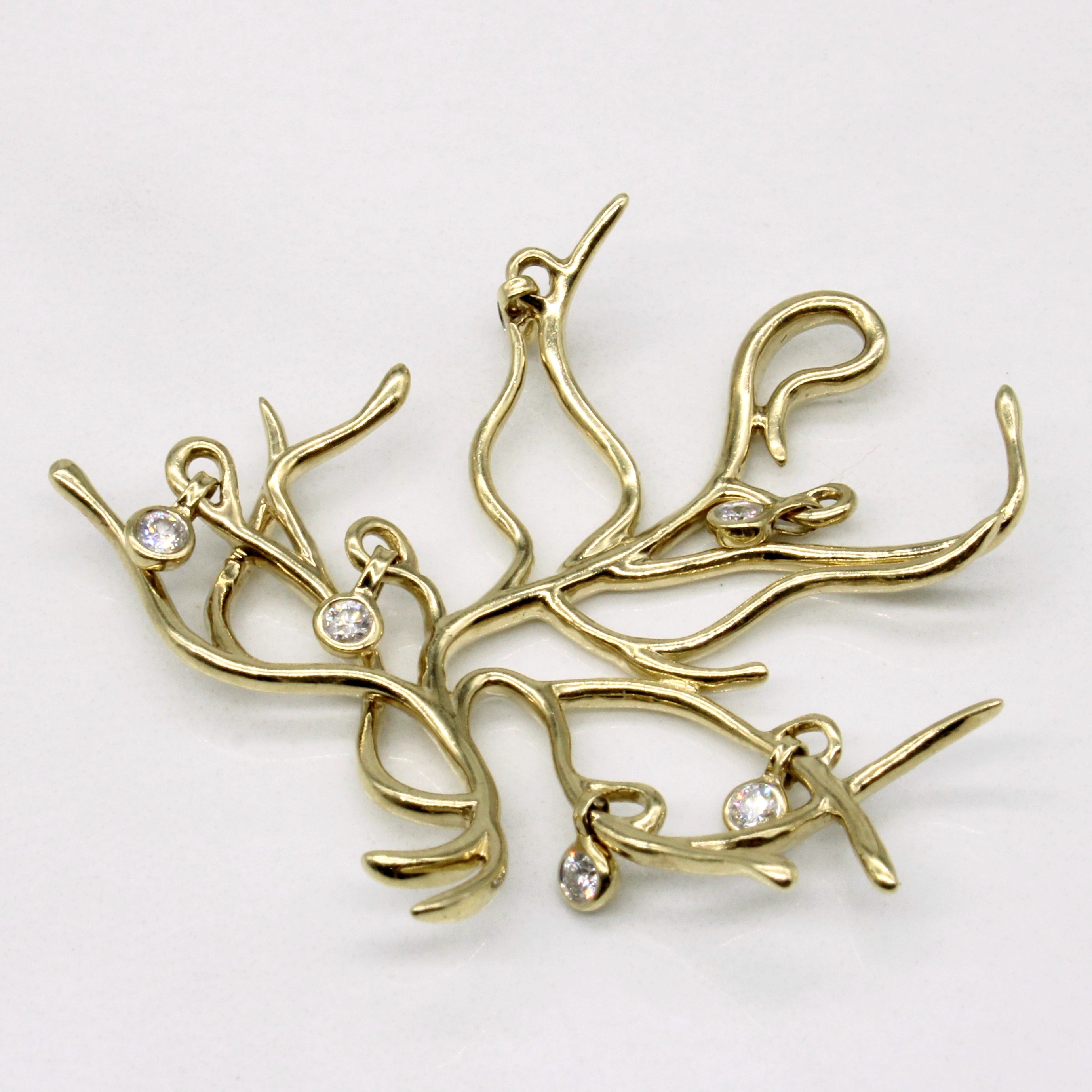 Pendentif Branche Diamant Or 10 carats | 0,18 ct au total |