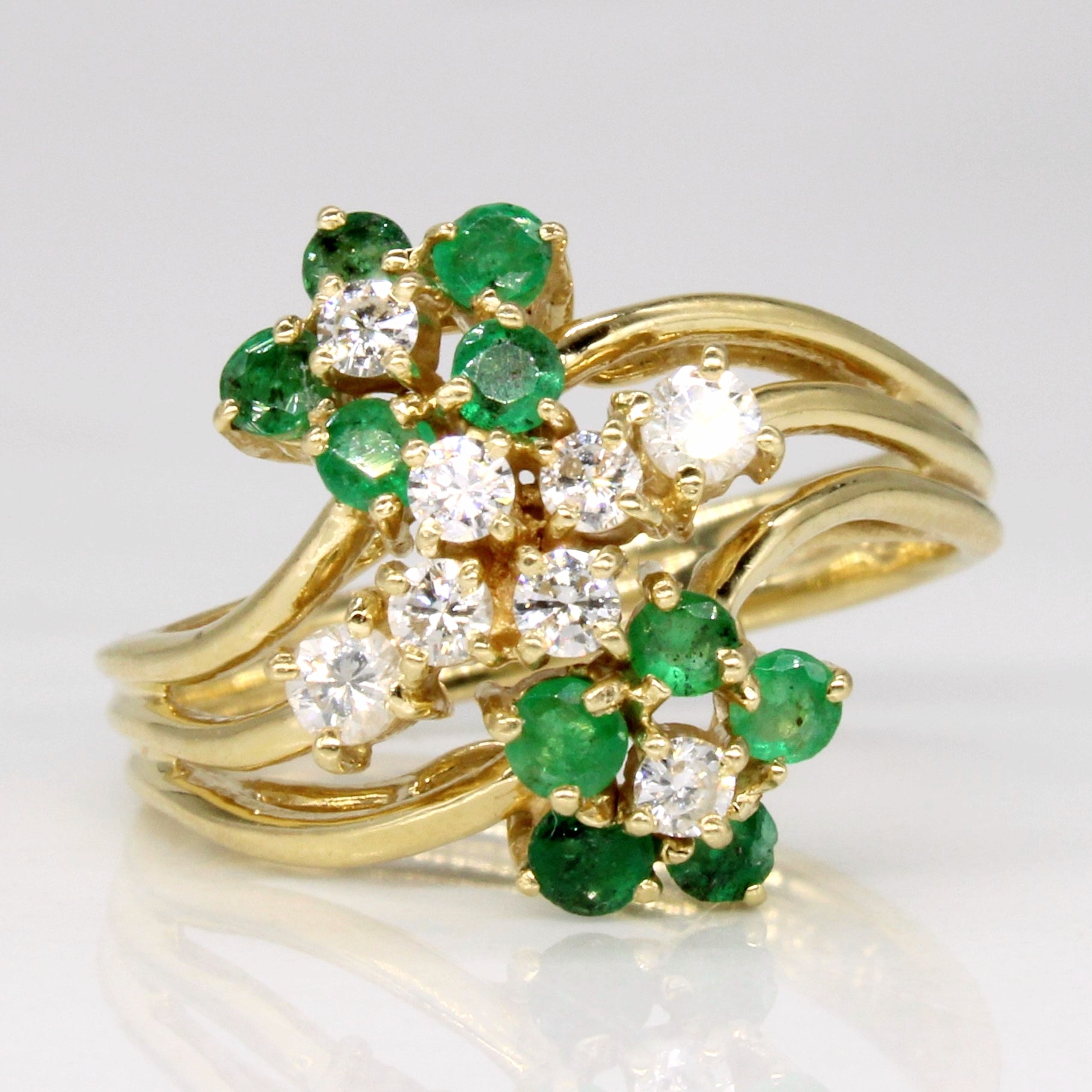 Emerald & Diamond Waterfall Ring | 0.37ctw, 0.32ctw | SZ 6.75 |