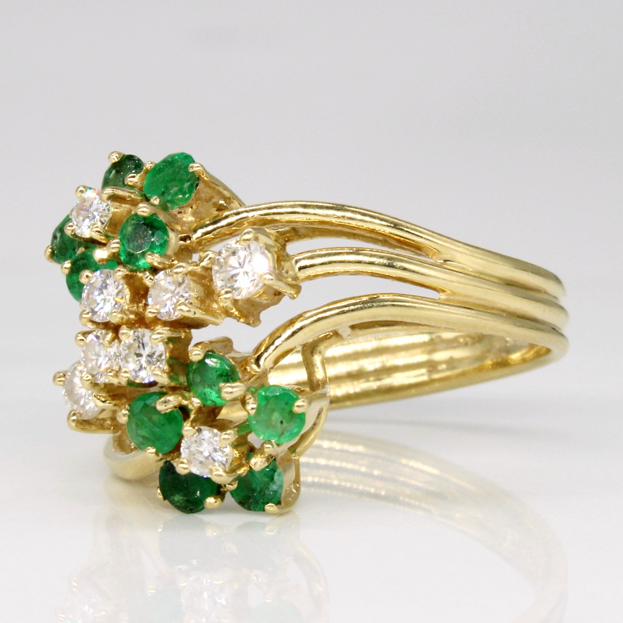 Emerald & Diamond Waterfall Ring | 0.37ctw, 0.32ctw | SZ 6.75 |