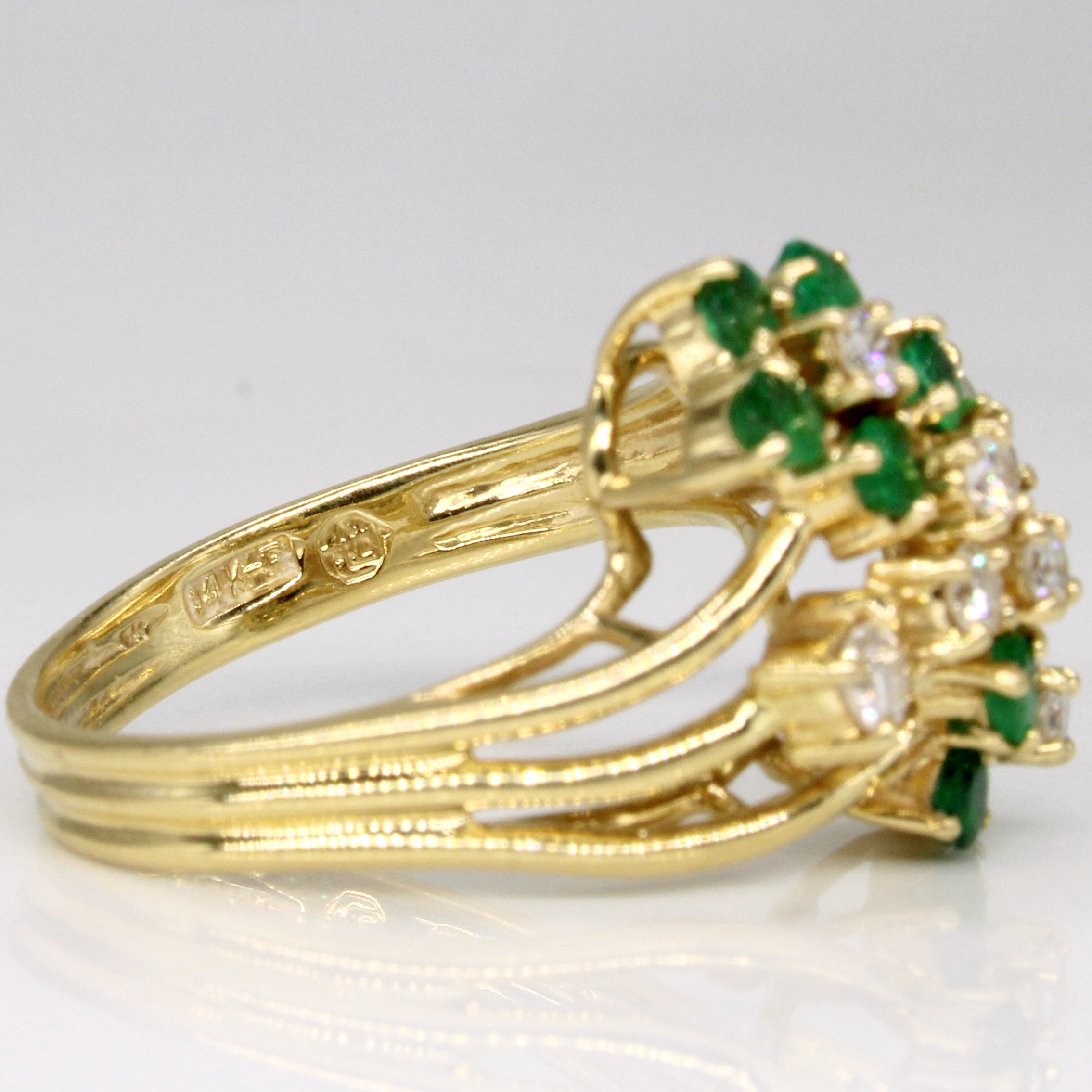 Emerald & Diamond Waterfall Ring | 0.37ctw, 0.32ctw | SZ 6.75 |