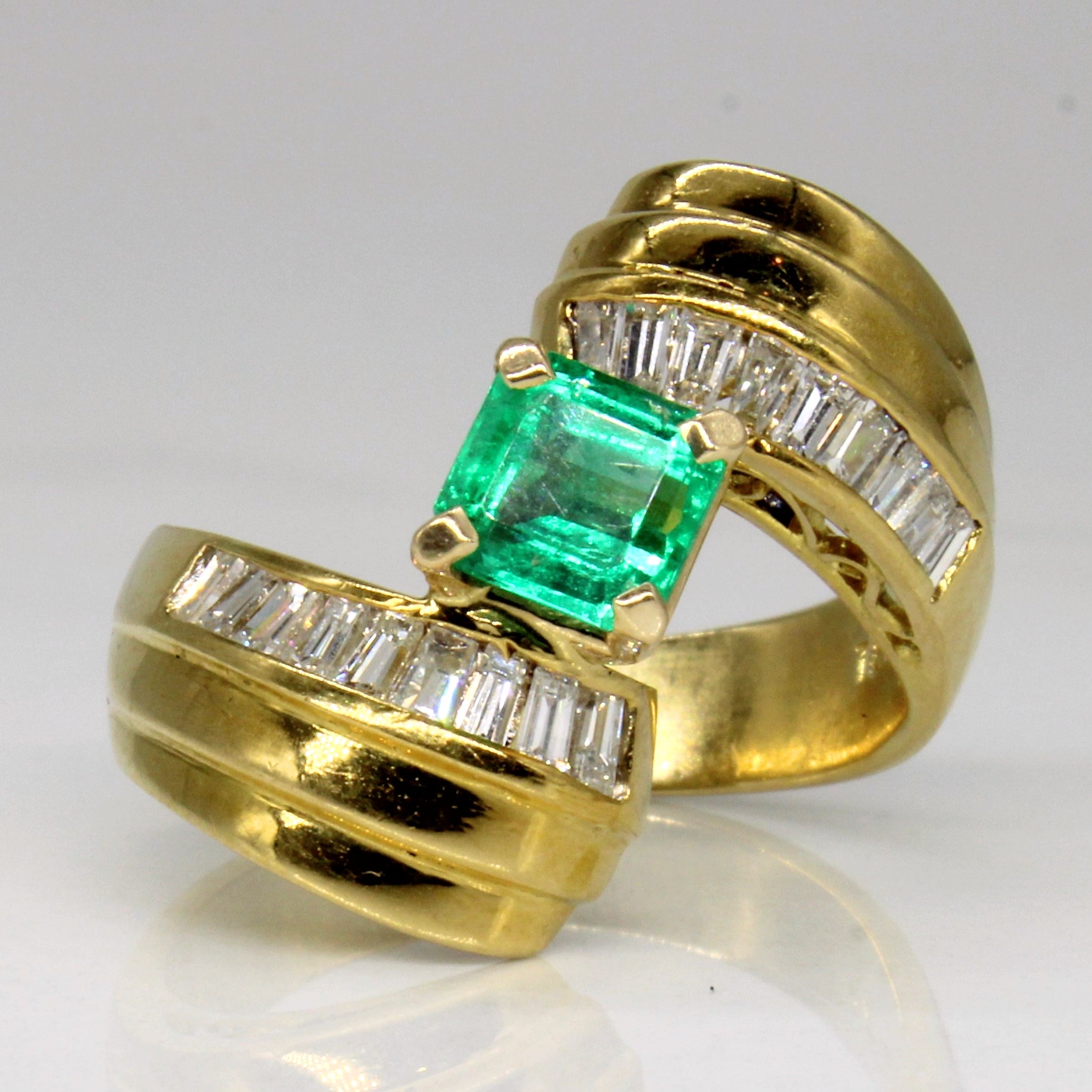 Emerald & Diamond Waterfall Ring | 0.70ct, 0.63ctw | SZ 6.75 |