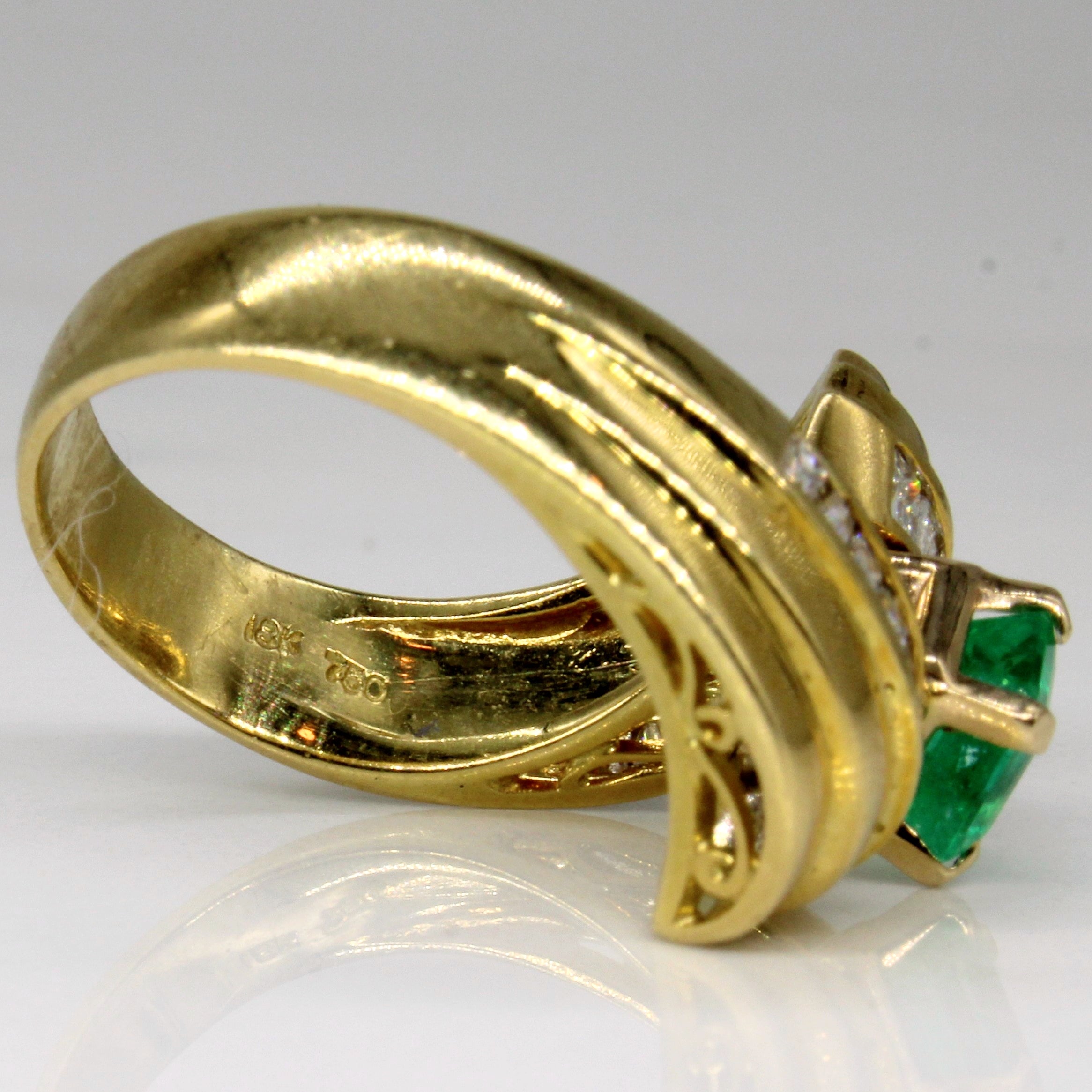 Emerald & Diamond Waterfall Ring | 0.70ct, 0.63ctw | SZ 6.75 |