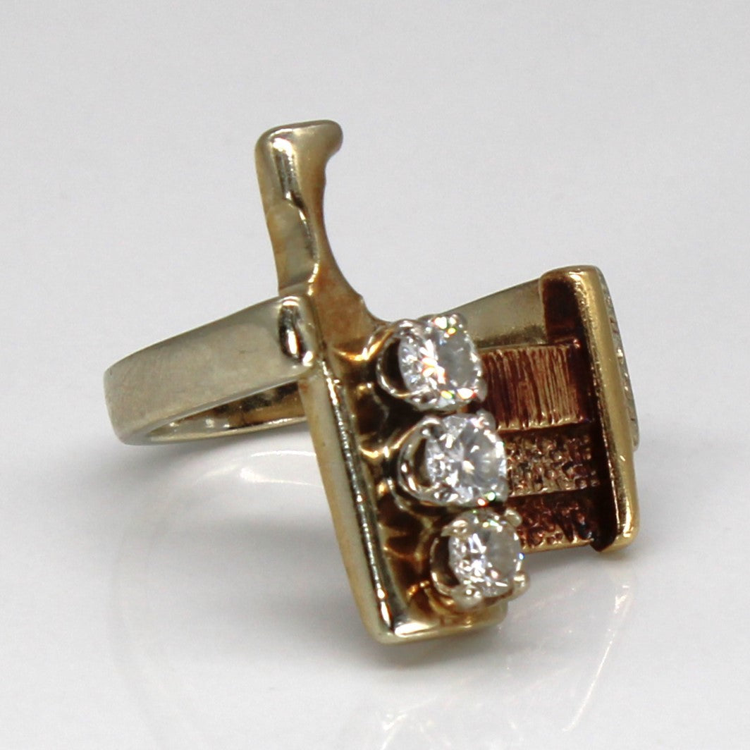 Three Stone Diamond Textured Ring | 0.64ctw | SZ 5.25 |