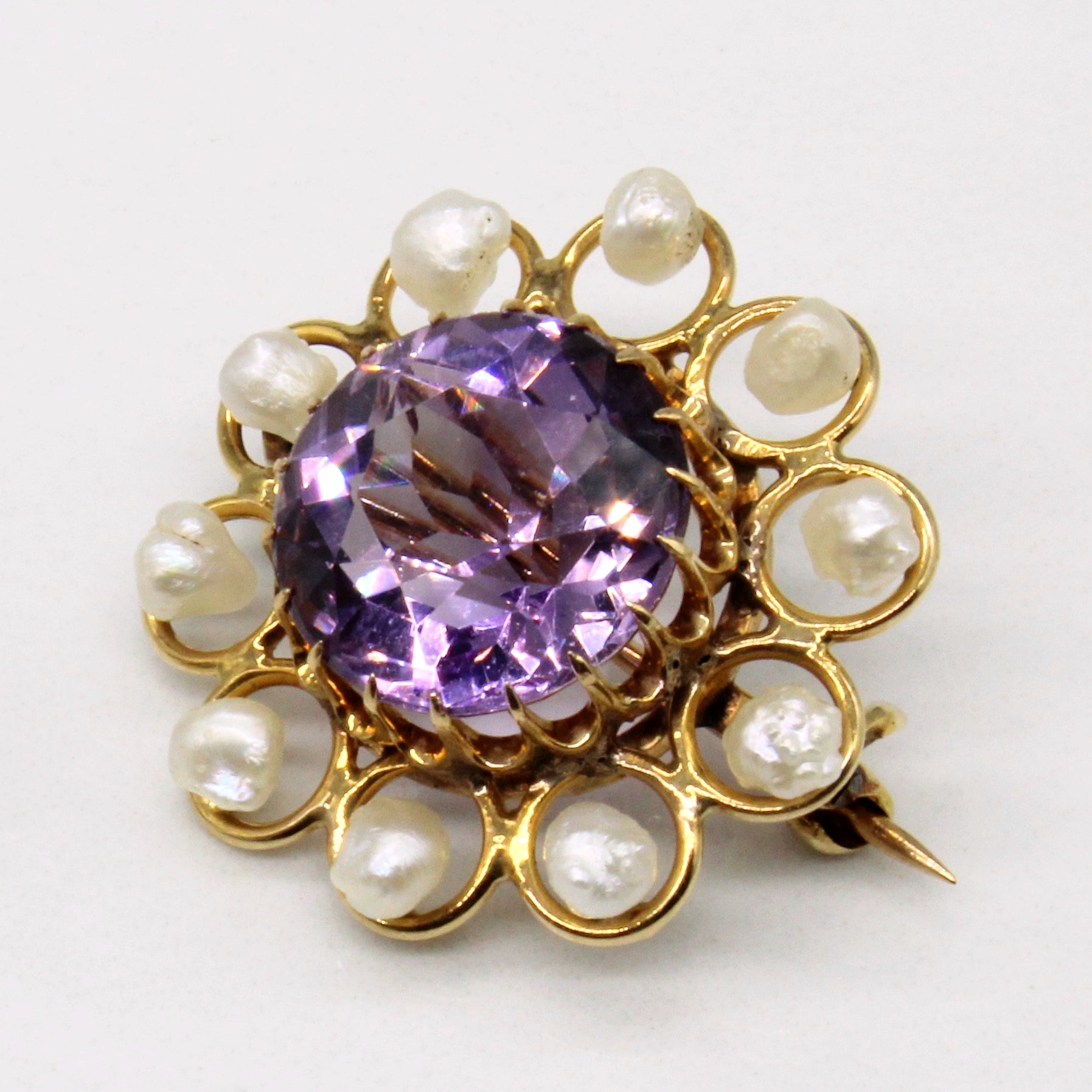 Antique Amethyst & Pearl Brooch | 6.00ct |