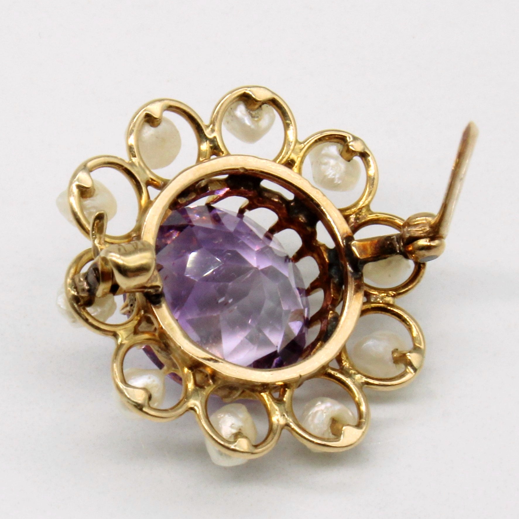 Antique Amethyst & Pearl Brooch | 6.00ct |