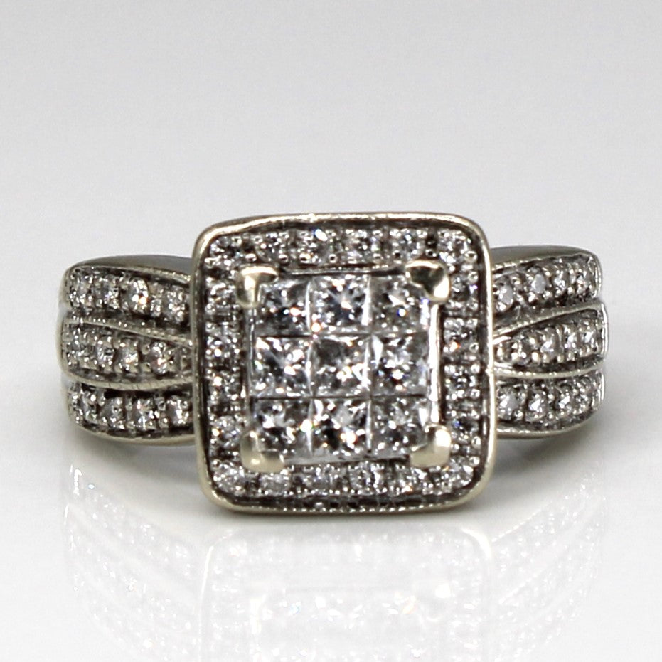 Halo Cluster Diamond 14k Ring | 1.09ctw | SZ 6.75 |
