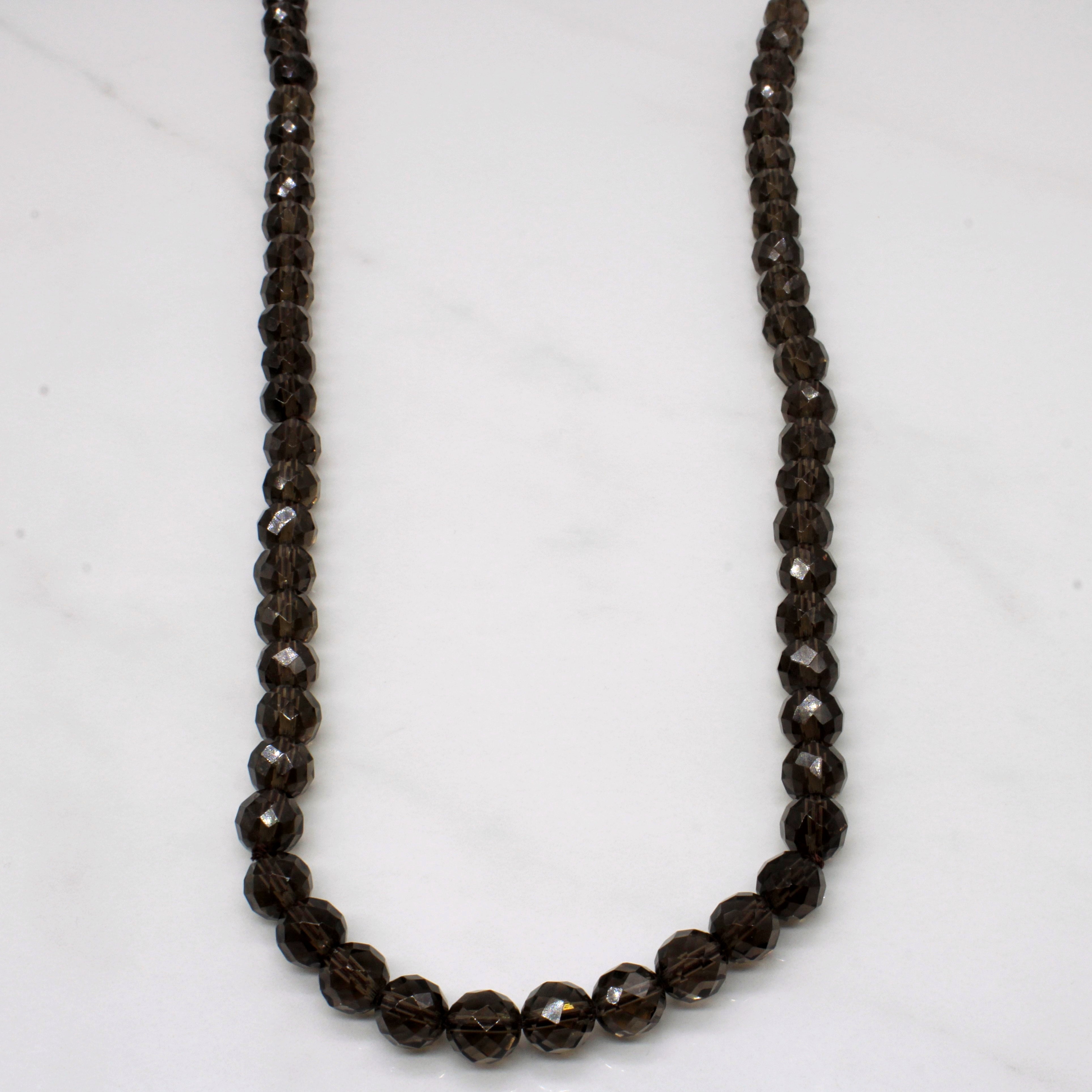 Smokey Quartz Bead Necklace | 420.00ctw | 40" |