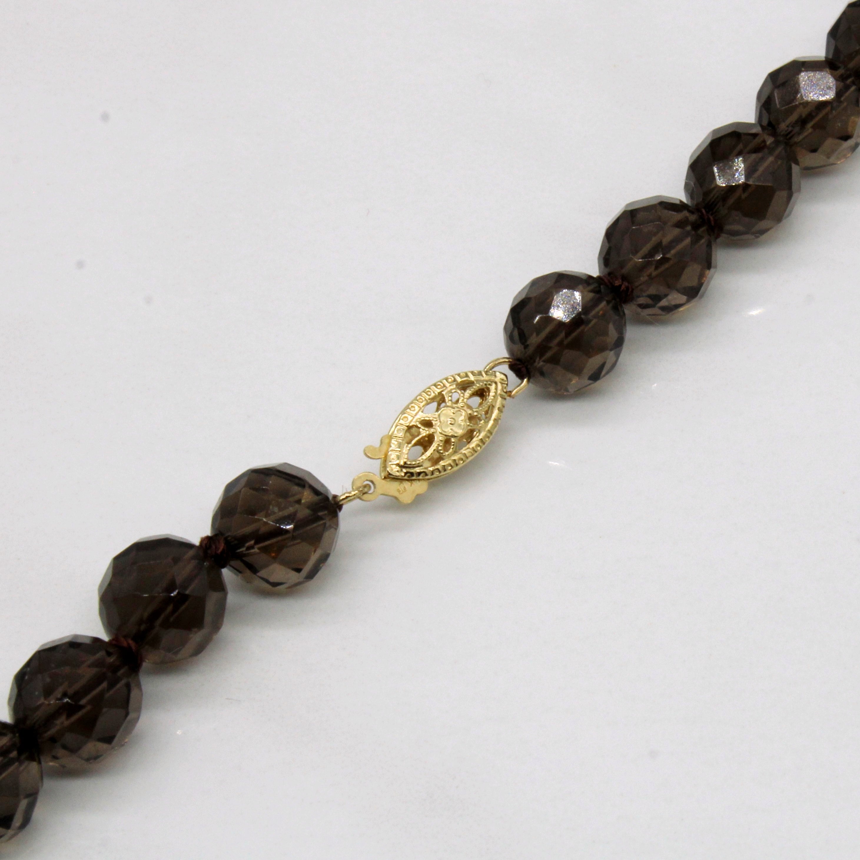 Smokey Quartz Bead Necklace | 420.00ctw | 40" |