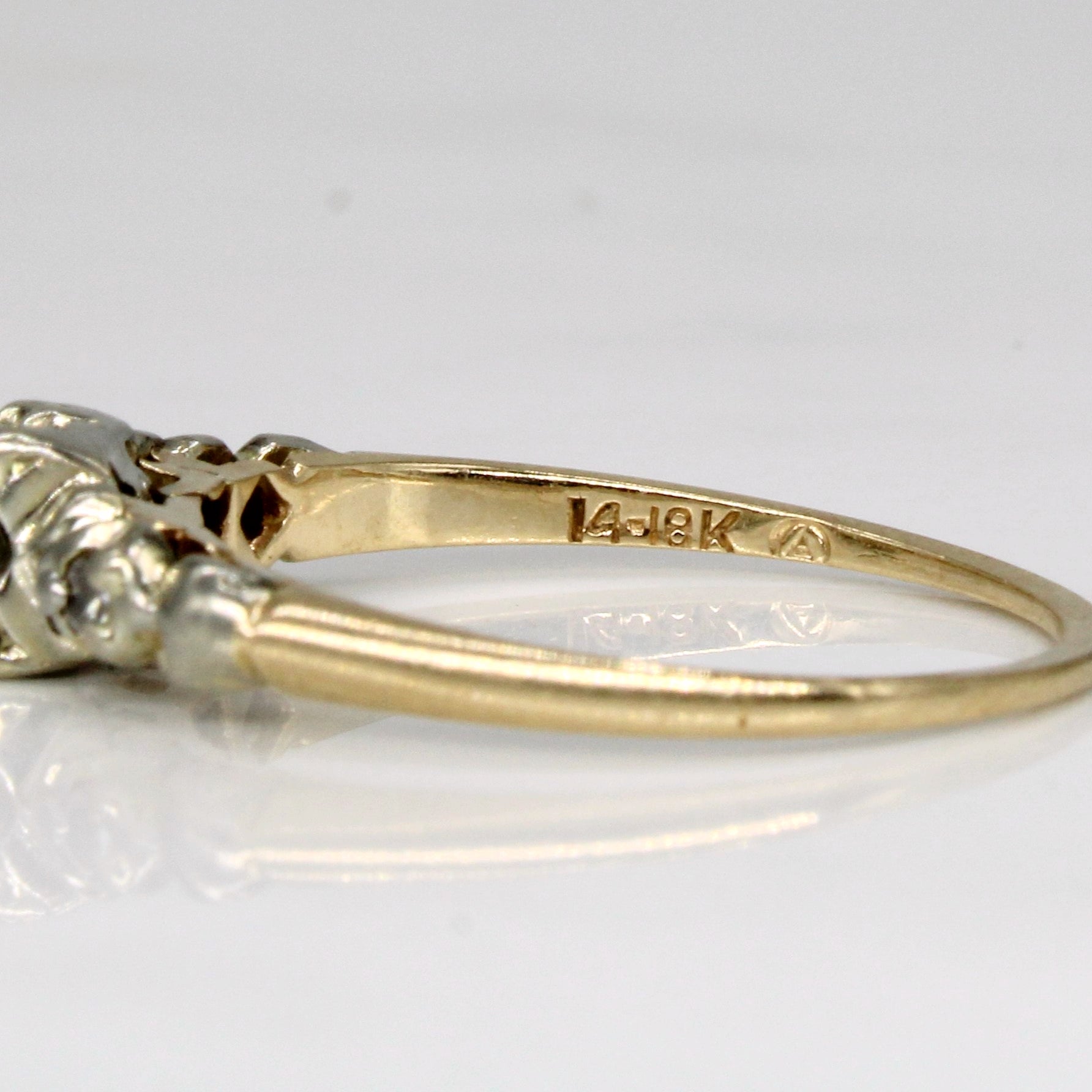 14k Three Stone Old European Cut Diamond Engagement Ring | 0.25ct, 0.05ctw | SZ 6.25 |