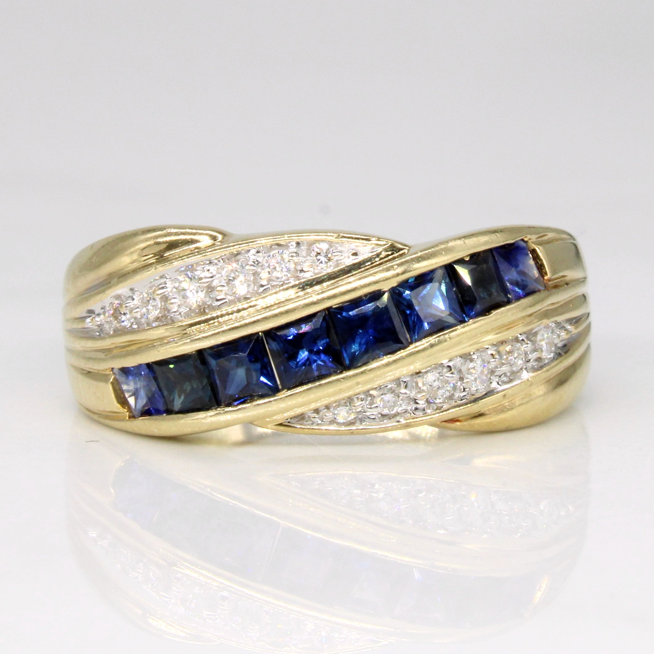 Sapphire & Diamond Waterfall Ring | 1.10ctw, 0.10ctw | SZ 8 |
