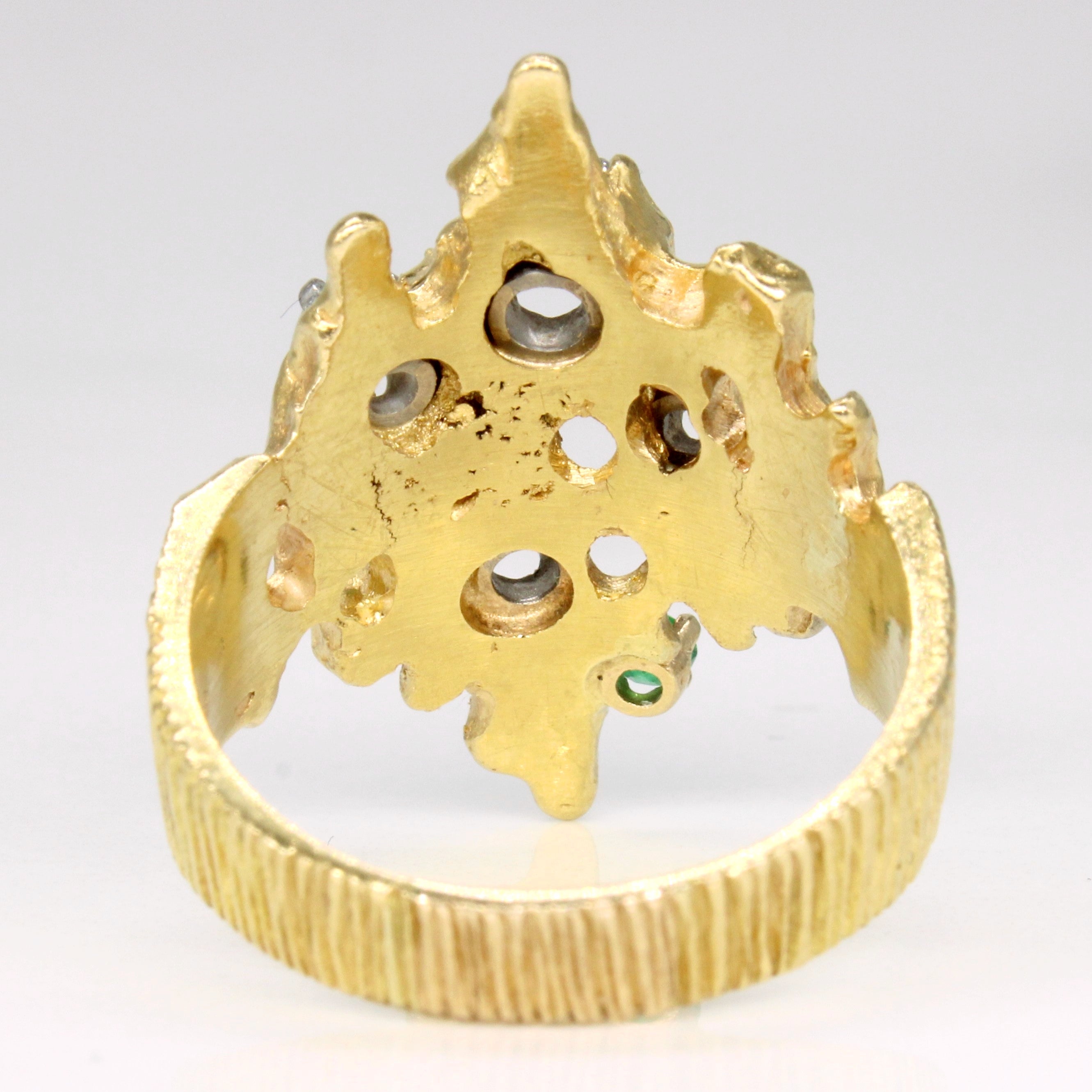 Diamond & Emerald Abstract Ring | 0.63ctw | SZ 7.25 |