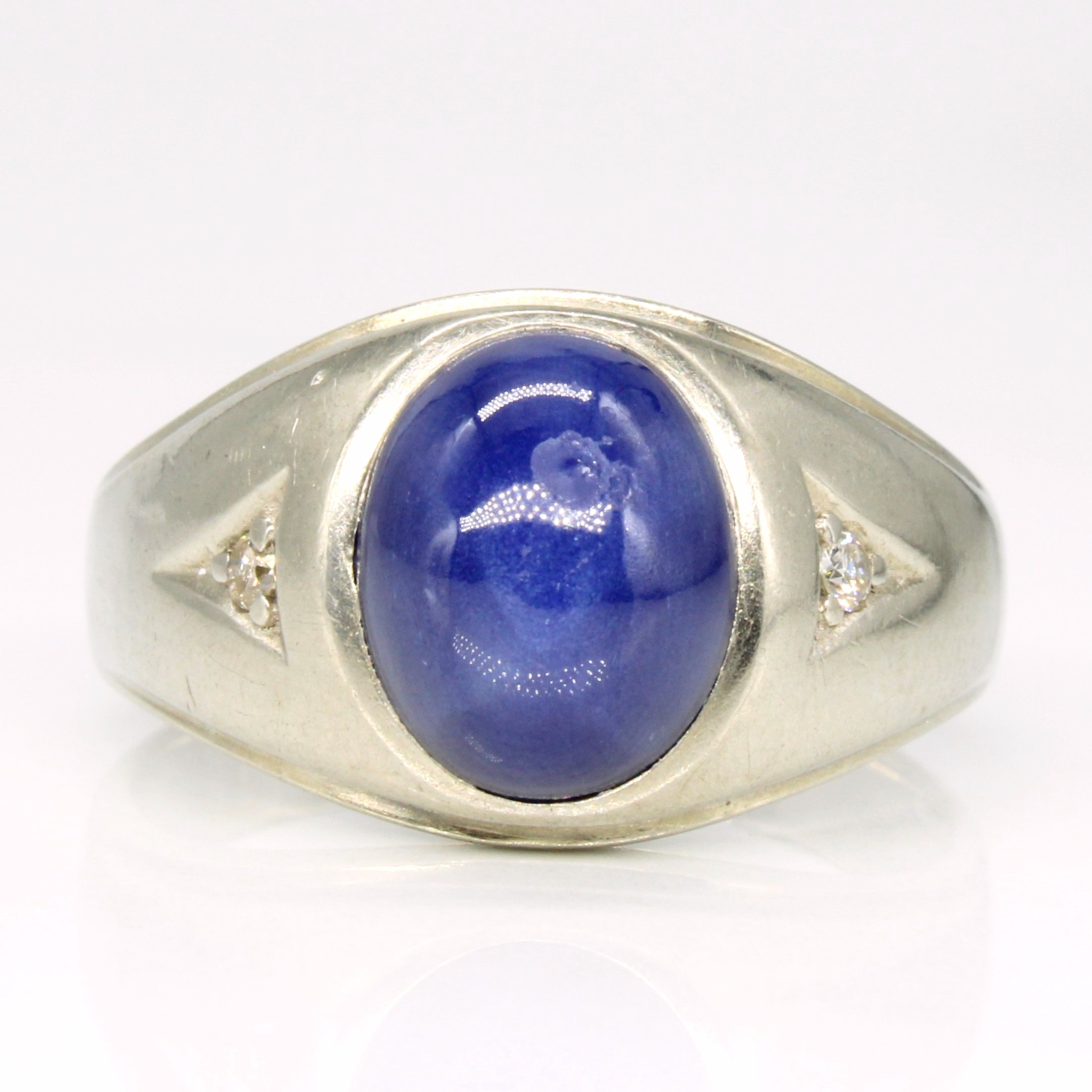 Synthetic Star Sapphire & Diamond Ring | 5.00ct, 0.05ctw | SZ 10.75 |