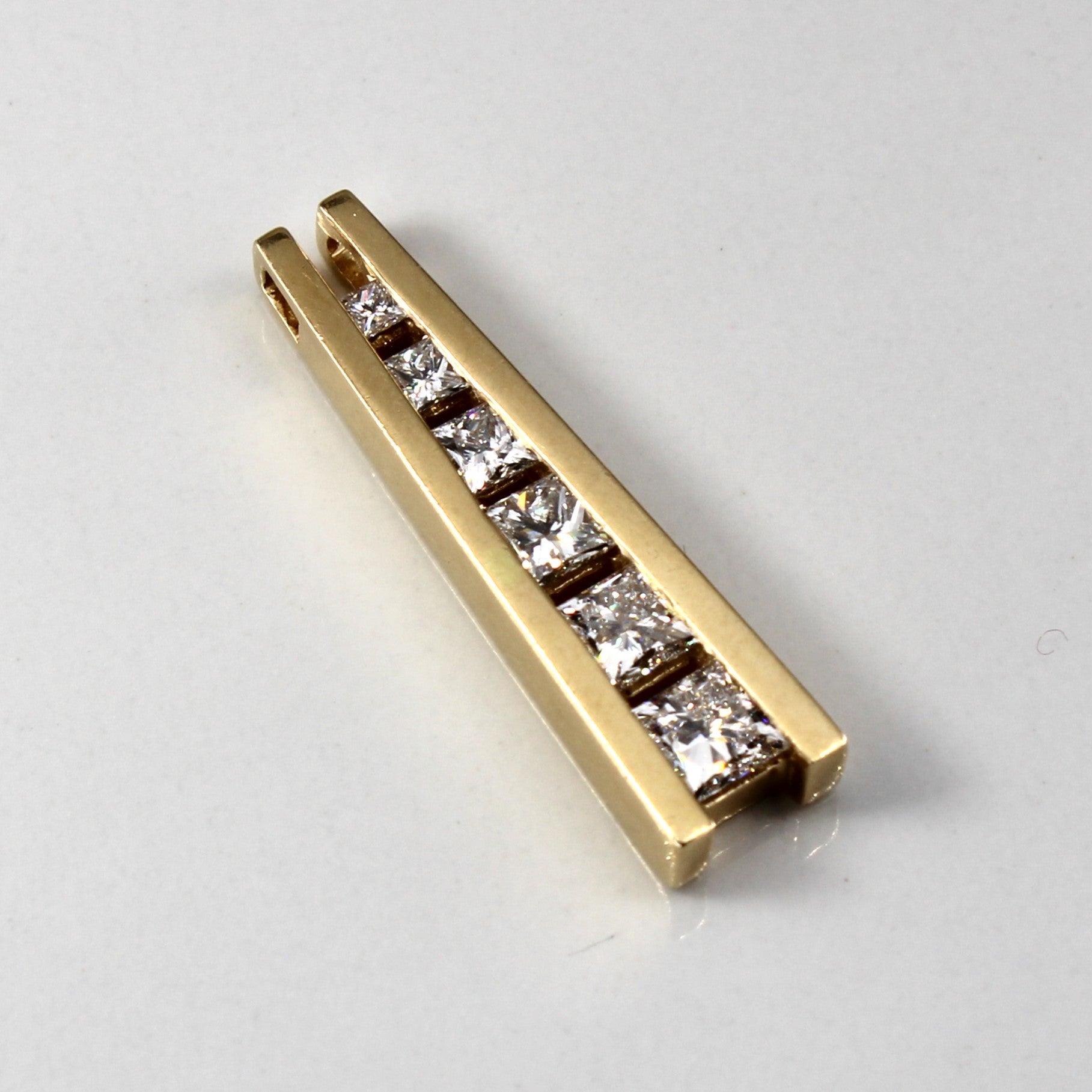 Tension Set Princess Diamond Journey 14k Pendant | 1.72ctw |