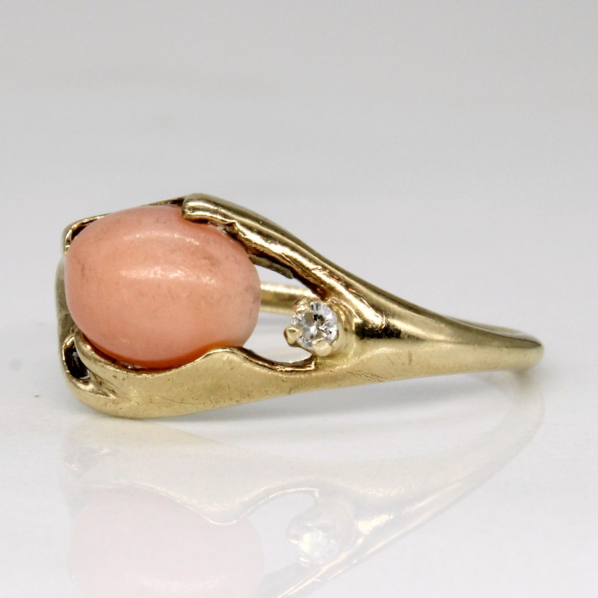 Coral & Diamond Ring | 1.20ct, 0.02ct | SZ 4.75 |