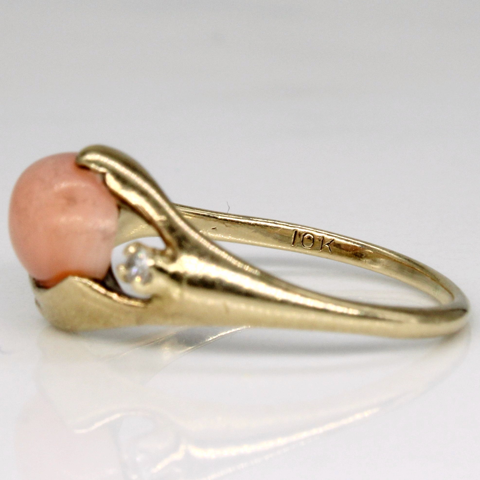 Coral & Diamond Ring | 1.20ct, 0.02ct | SZ 4.75 |