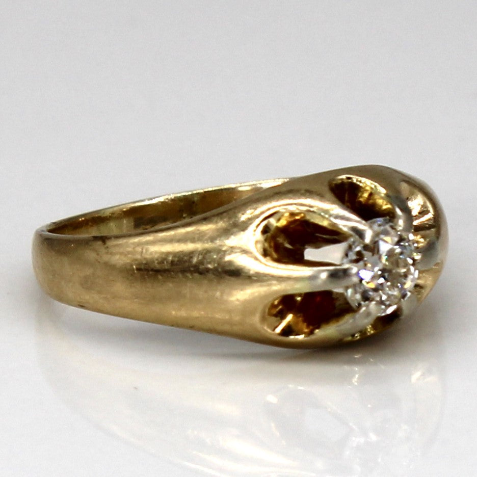 Bague solitaire Belcher vintage en or 14 carats avec diamant | 0,30 ct | Taille 6 |