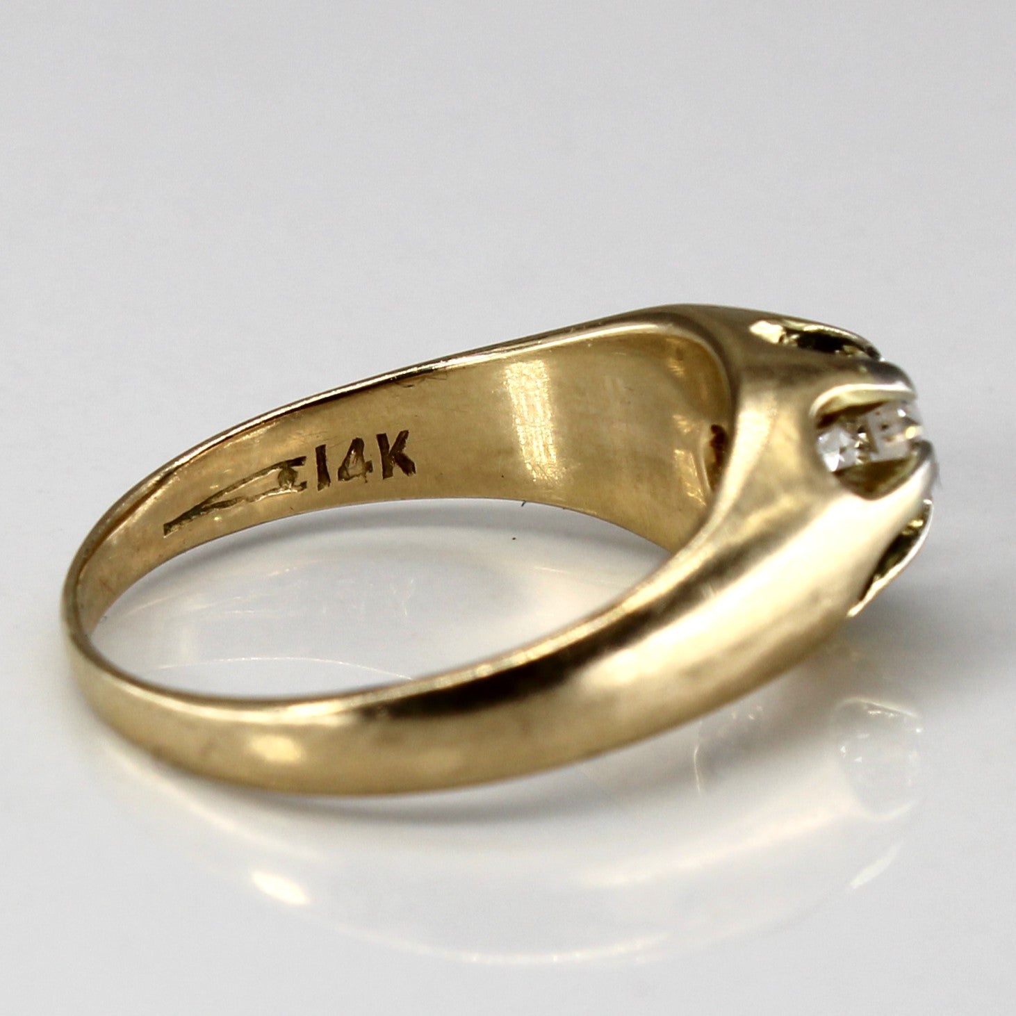 Bague solitaire Belcher vintage en or 14 carats avec diamant | 0,30 ct | Taille 6 |