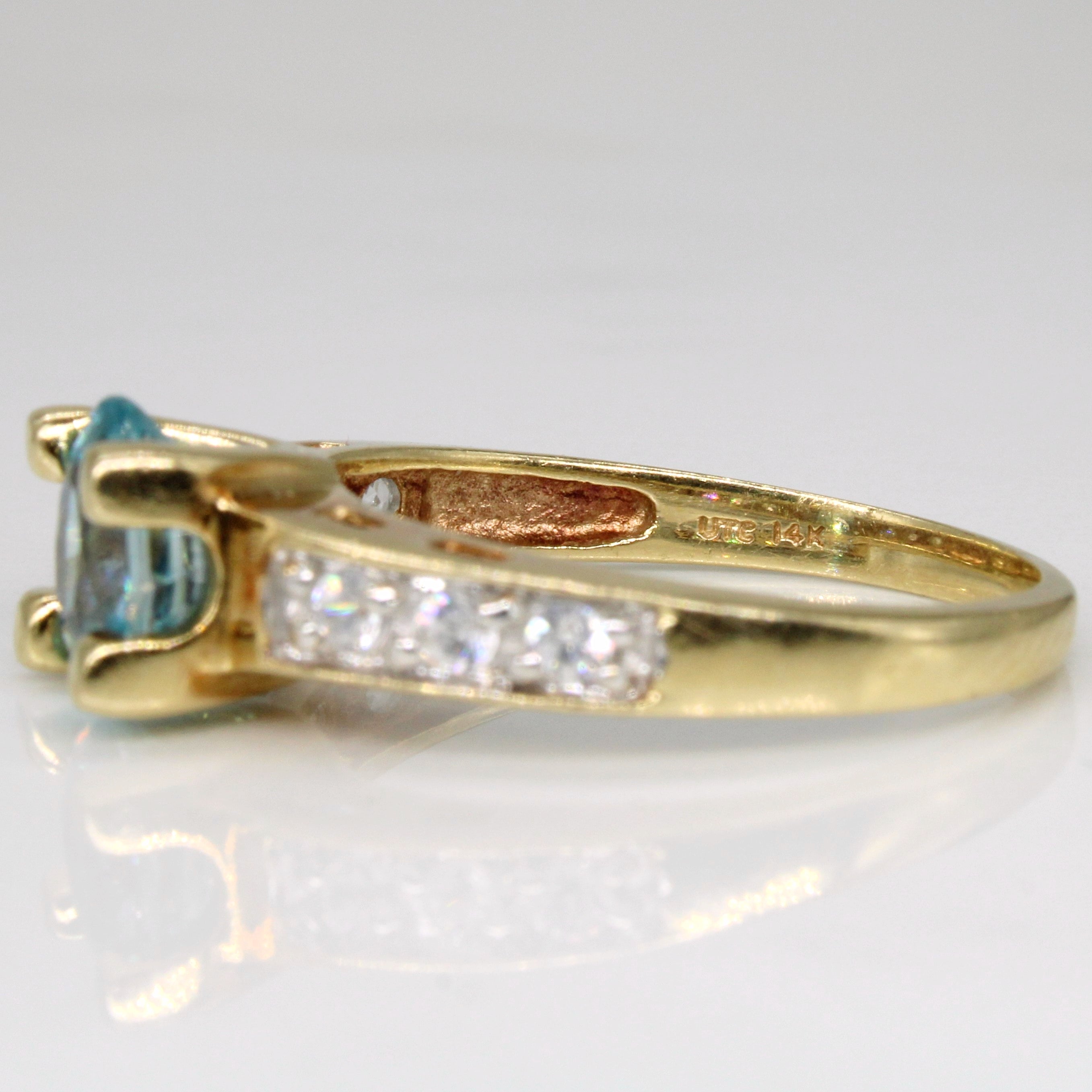 Blue Topaz & Colourless Zircon Ring | 1.30ct, 0.34ctw | SZ 8.75 |