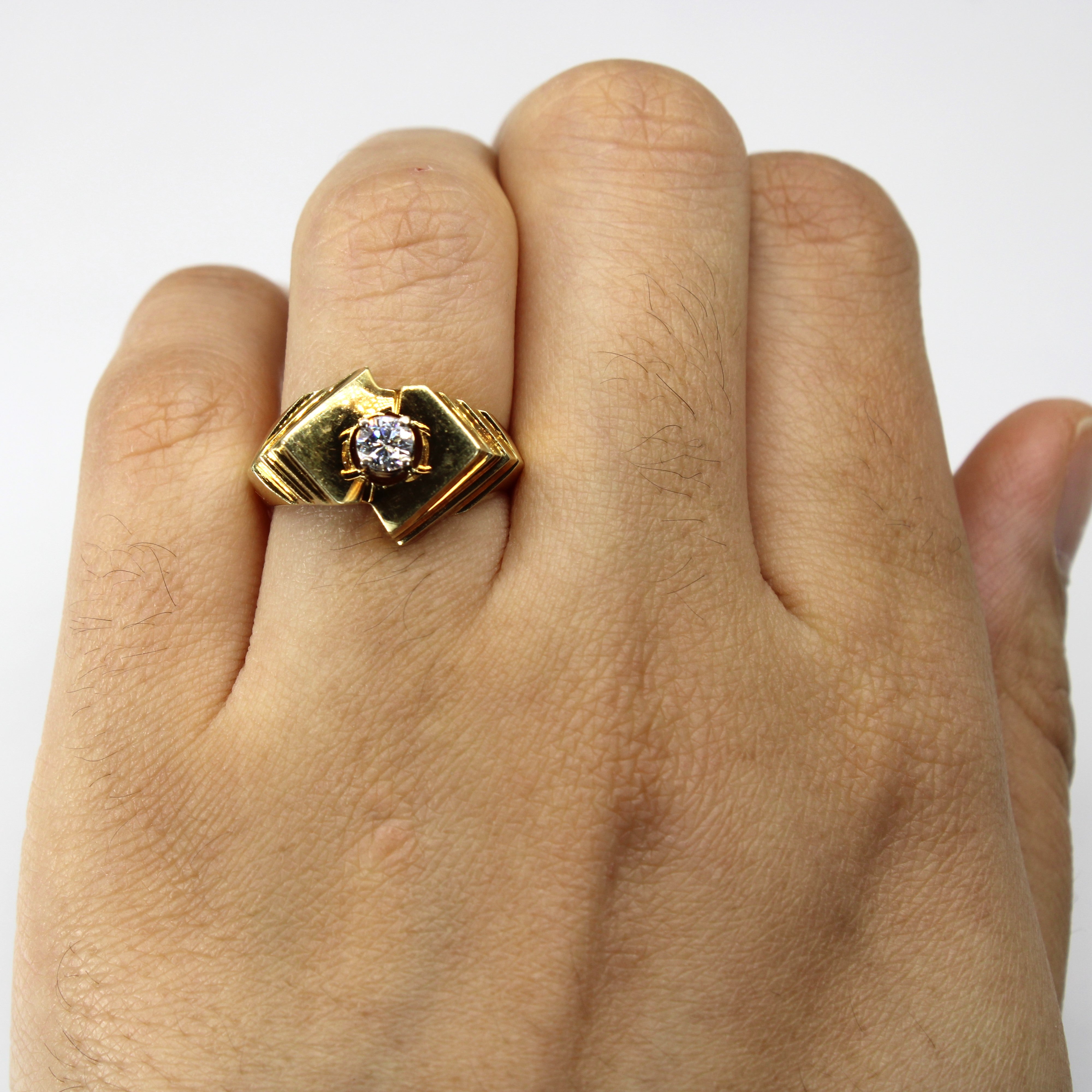 Geometric Solitaire Diamond 14k Ring | 0.20ct | SZ 6 |