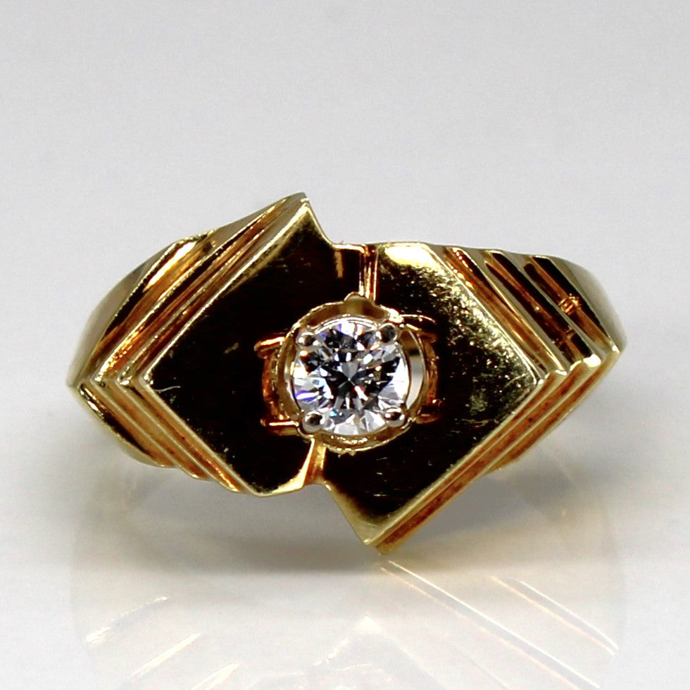 Geometric Solitaire Diamond 14k Ring | 0.20ct | SZ 6 |
