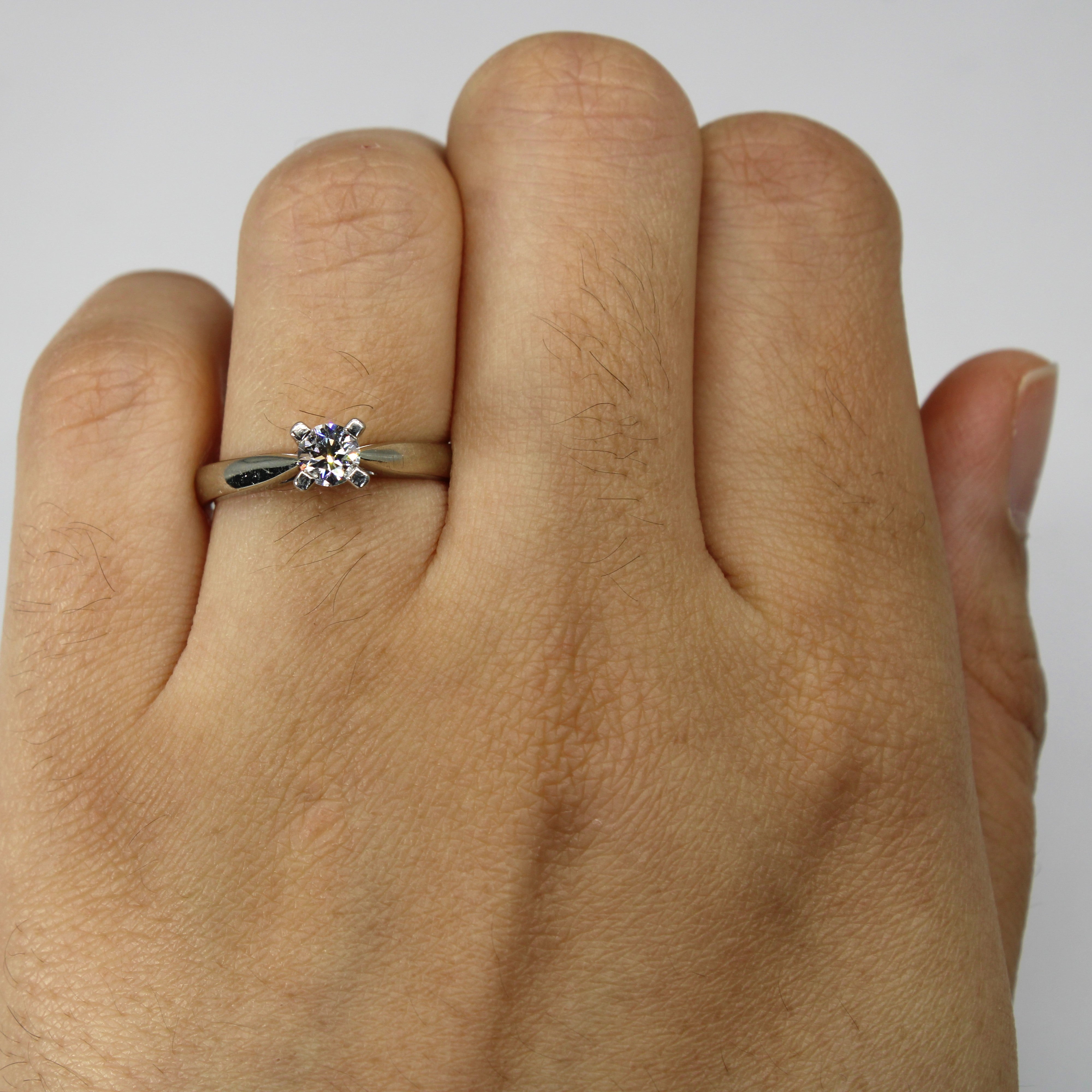 Solitaire Diamond Platinum and 18k White Gold Ring | 0.32ct | SZ 6.5 |