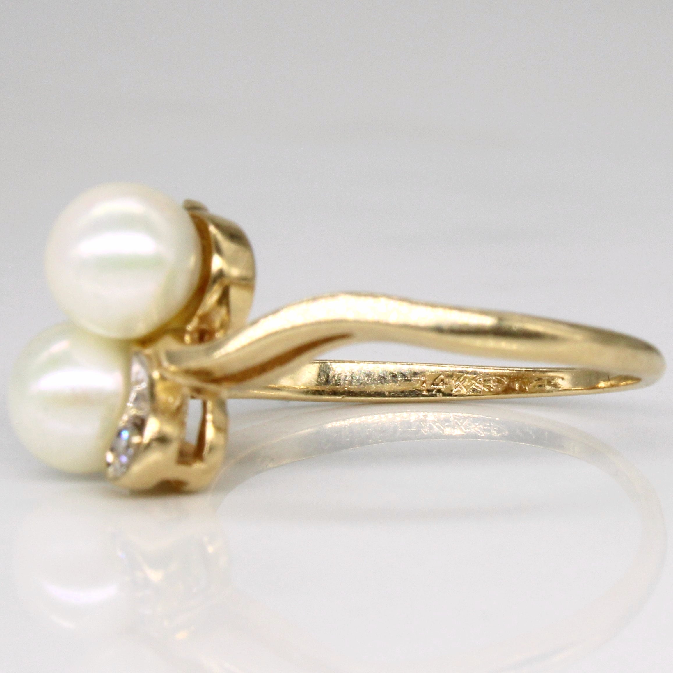 Pearl & Diamond Waterfall Ring | 0.02ctw | SZ 6.75 |
