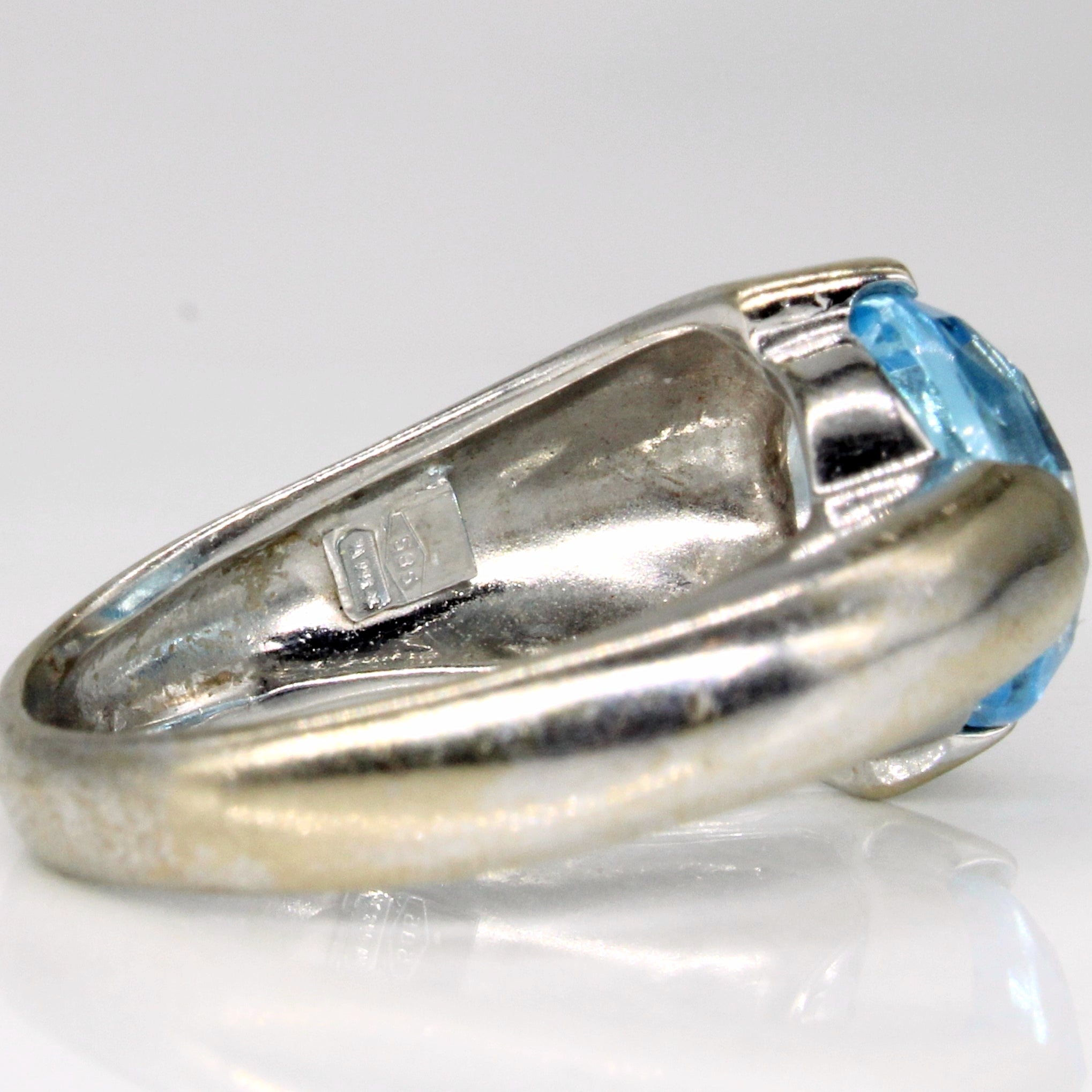 Checker Cut Blue Topaz Cocktail Ring | 3.50ct | SZ 7 |
