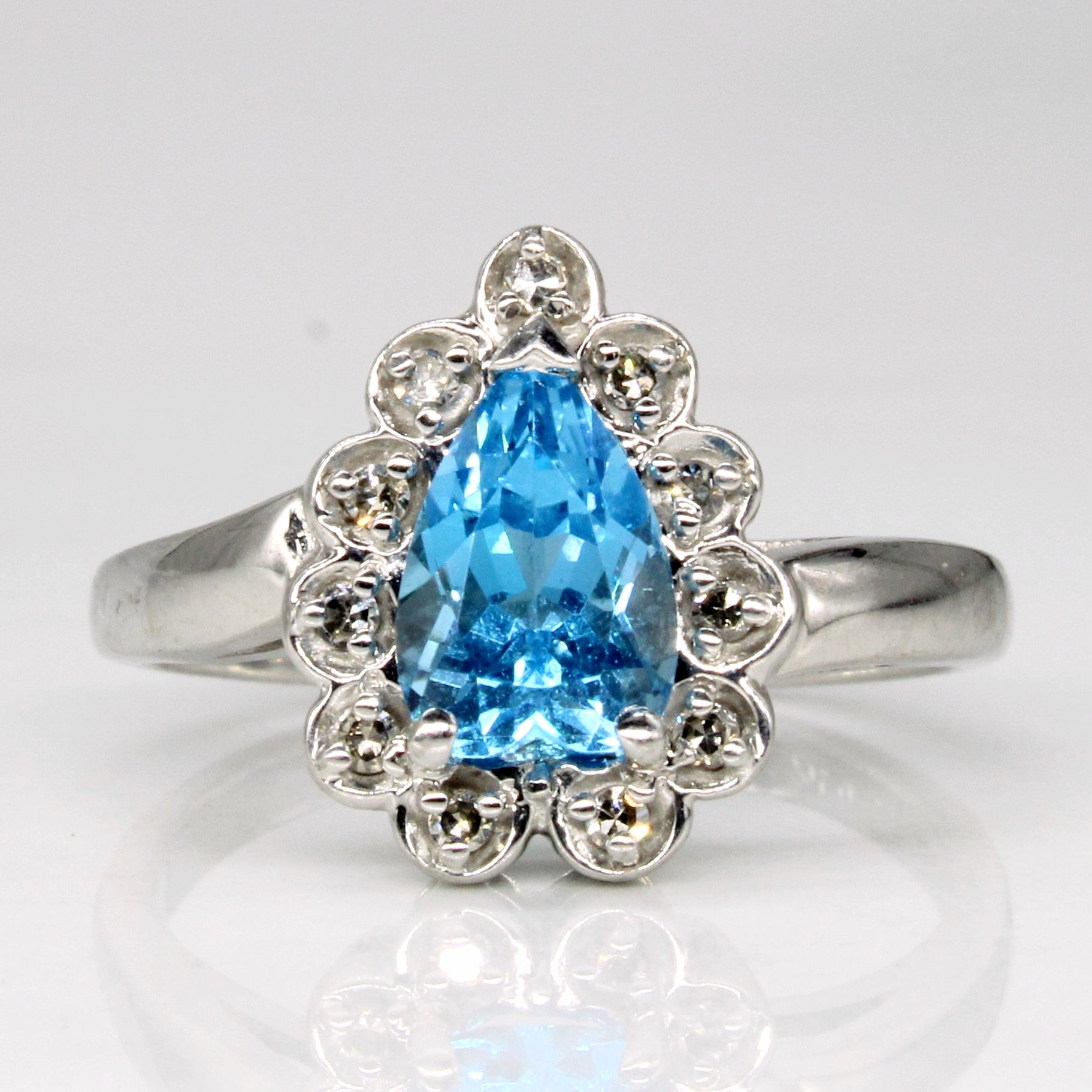 Blue Topaz & Diamond Ring | 1.50ct, 0.09ctw | SZ 6.5 |
