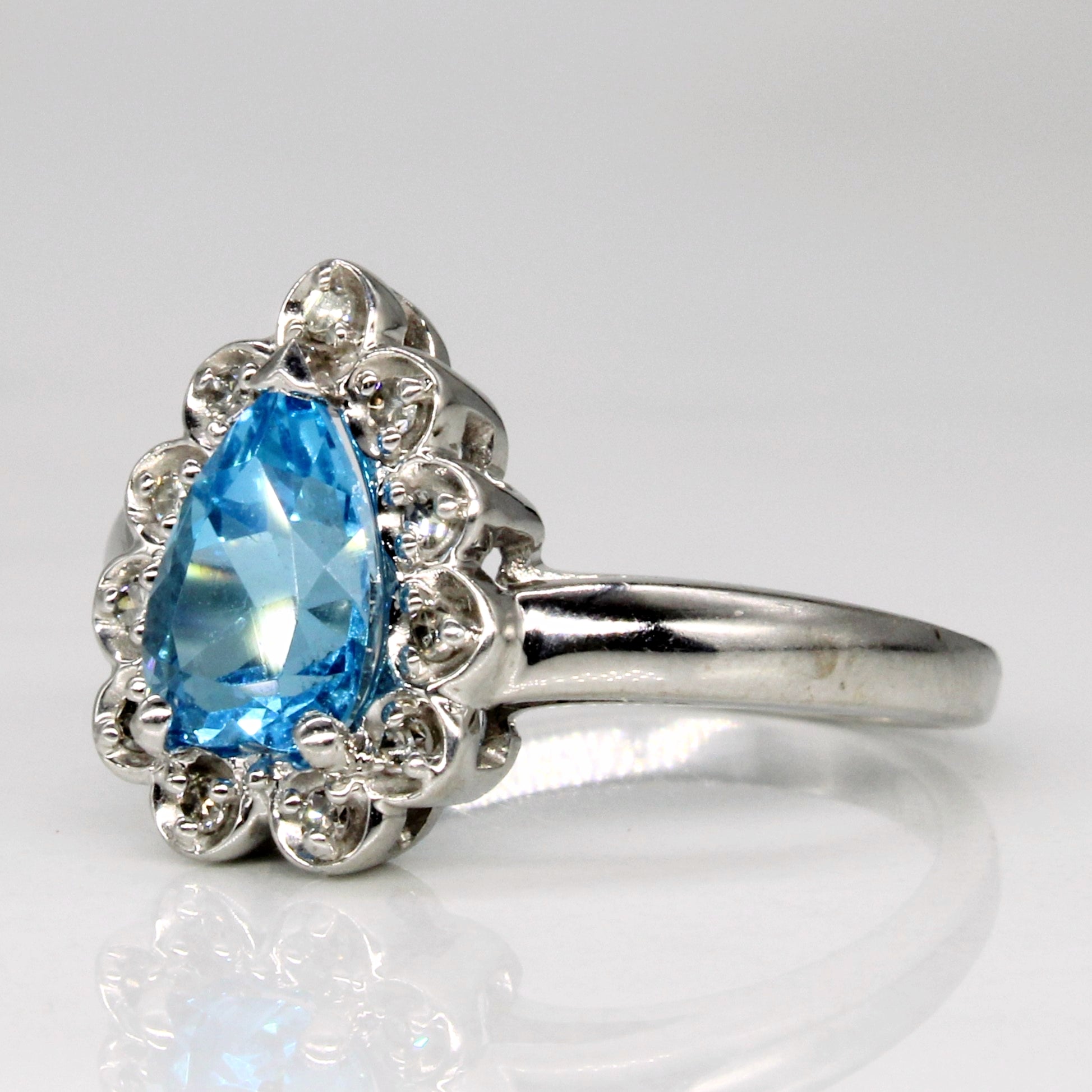 Blue Topaz & Diamond Ring | 1.50ct, 0.09ctw | SZ 6.5 |